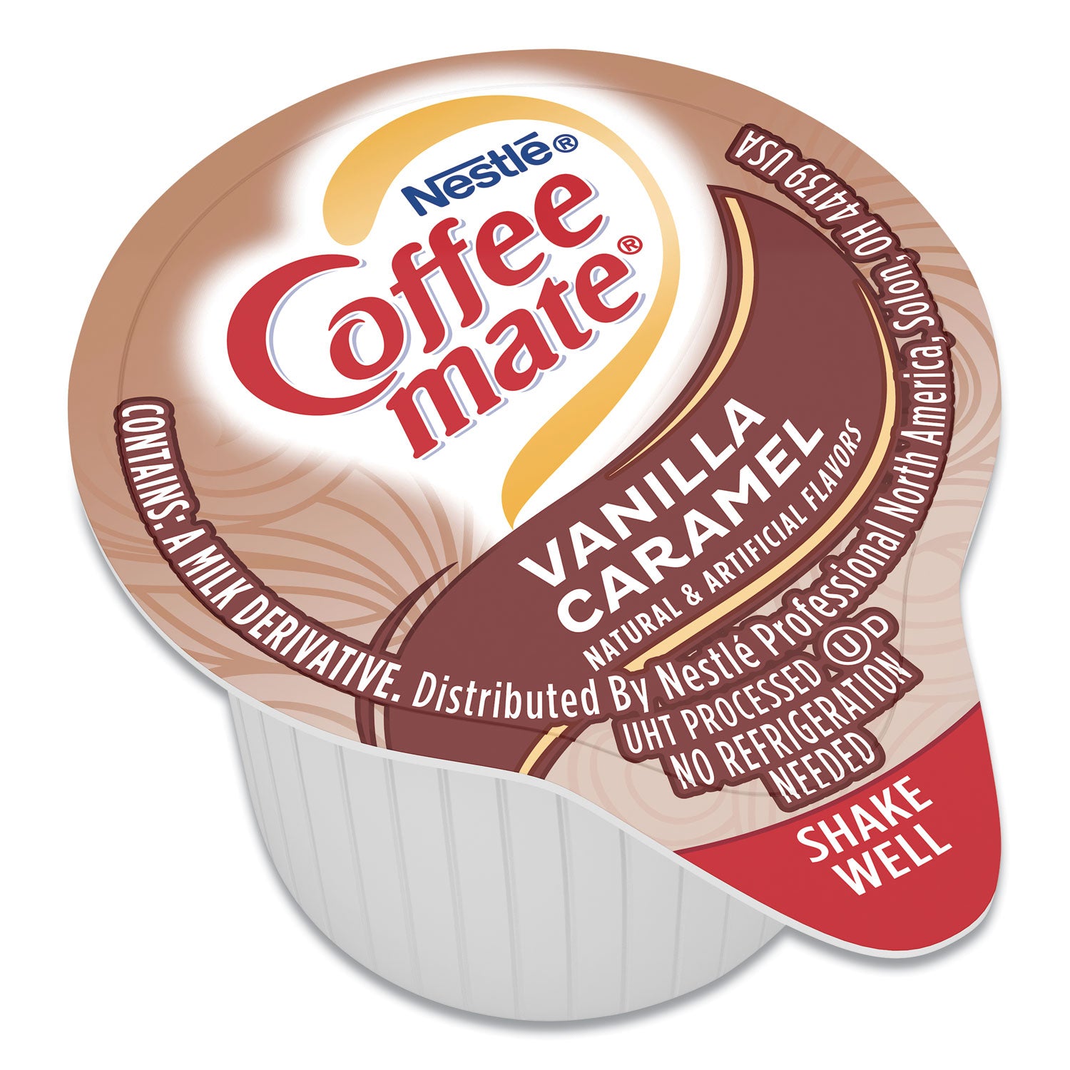 Liquid Coffee Creamer, Vanilla Caramel, 0.38 oz Mini Cups, 50/Box -