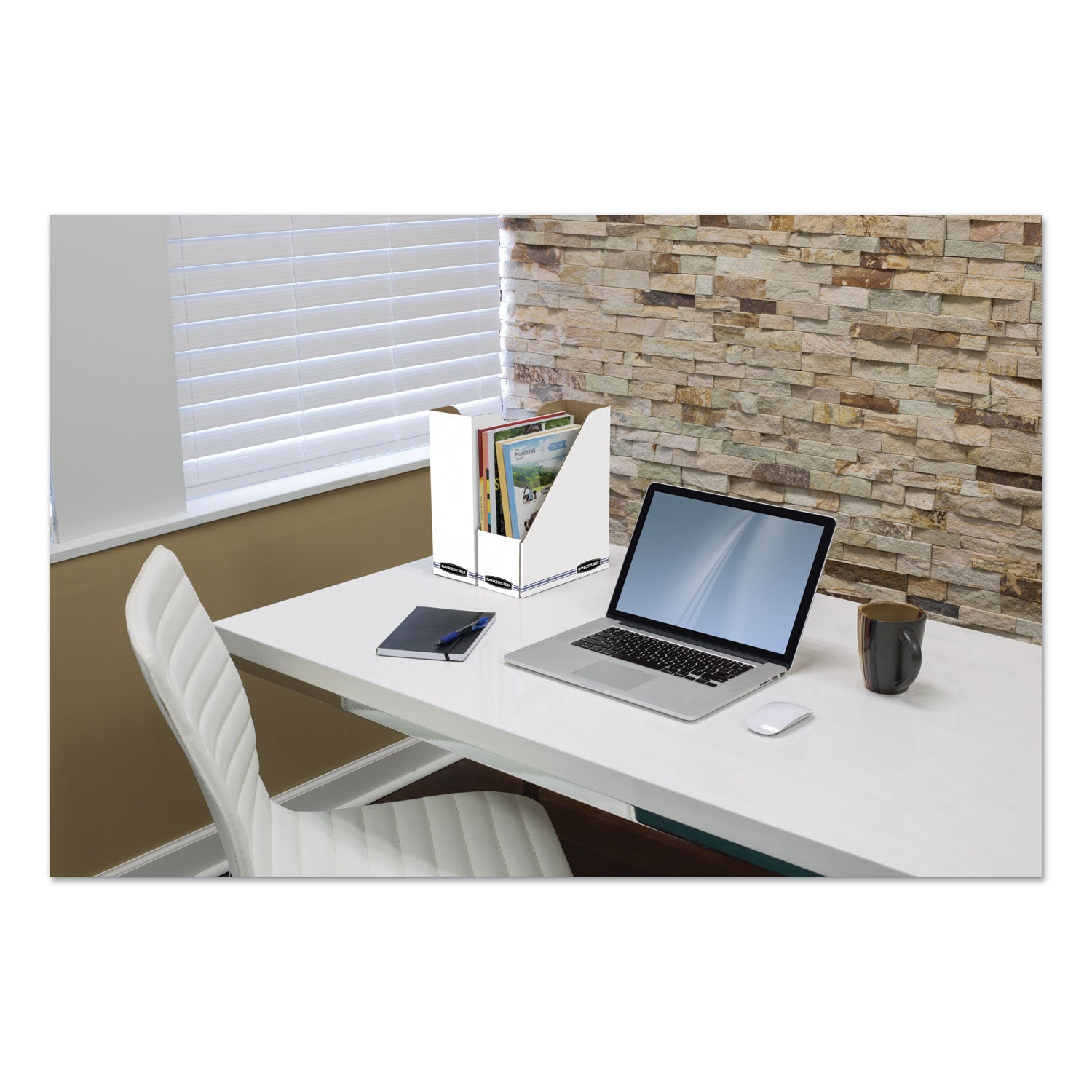 Stor/File Corrugated Magazine File, 4 x 9.25 x 11.75, White, 12/Carton -