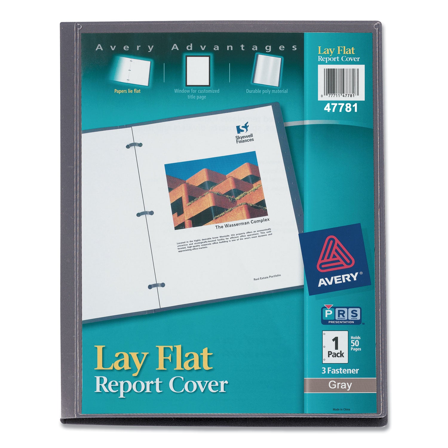 Lay Flat View Report Cover, Flexible Fastener, 0.5" Capacity, 8.5 x 11, Clear/Gray -