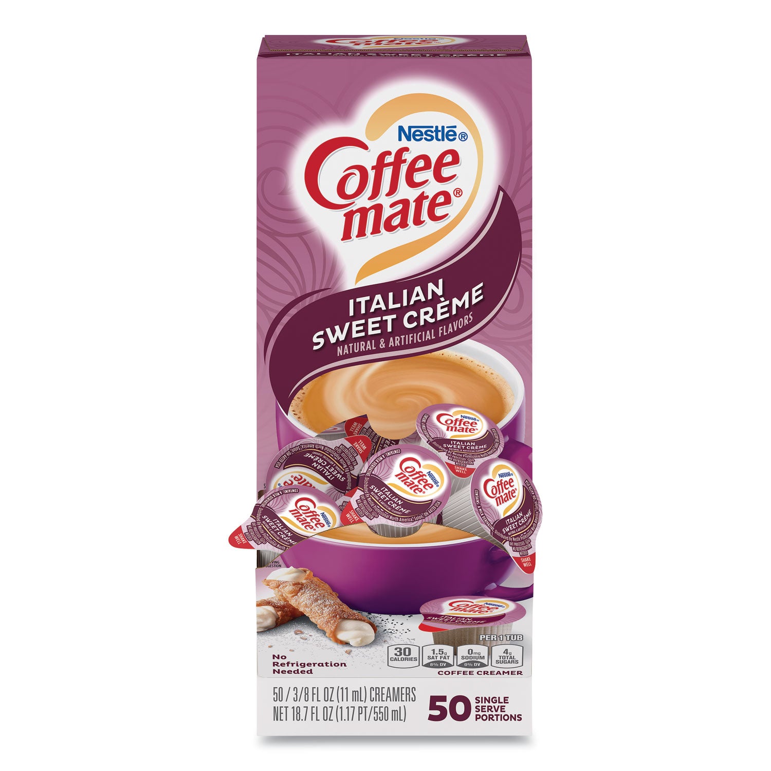 liquid-coffee-creamer-italian-sweet-creme-038-oz-mini-cups-50-box-4-boxes-carton-200-total-carton_nes84652ct - 2