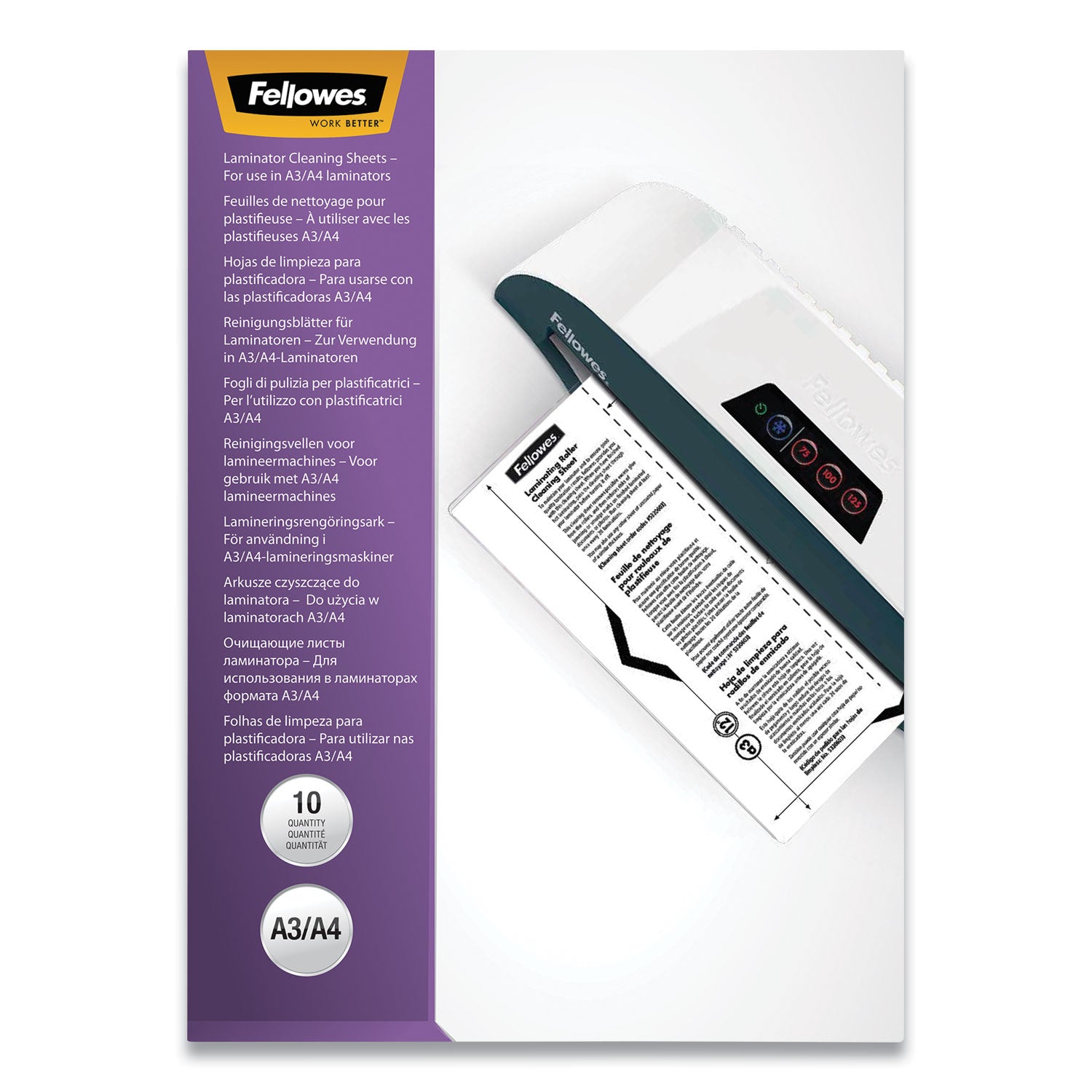 Laminator Cleaning Sheets, 3 to 10 mil, 8.5" x 11", White, 10/Pack -