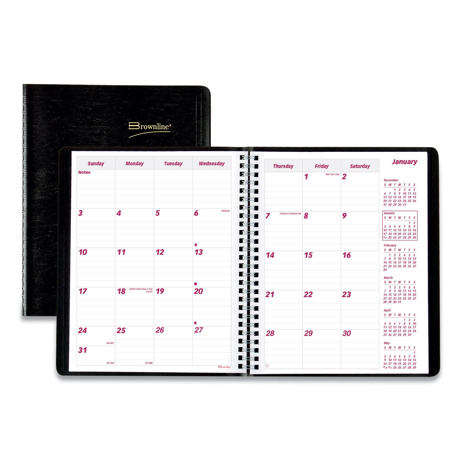 Essential Collection 14-Month Ruled Monthly Planner, 8.88 x 7.13, Black Cover, 14-Month (Dec to Jan): 2023 to 2025 -