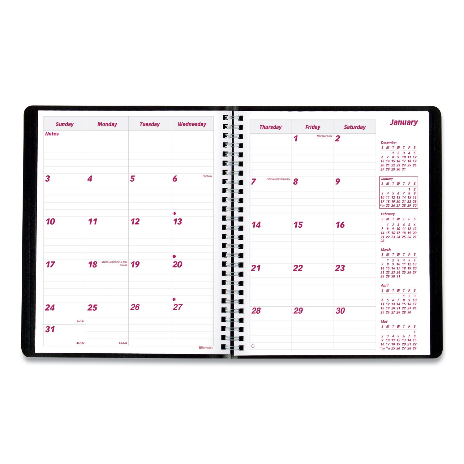 Essential Collection 14-Month Ruled Monthly Planner, 8.88 x 7.13, Black Cover, 14-Month (Dec to Jan): 2023 to 2025 -