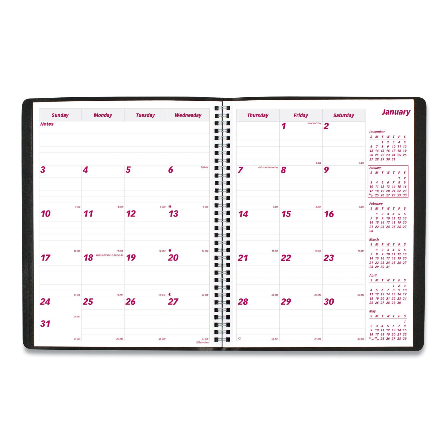 Essential Collection 14-Month Ruled Monthly Planner, 11 x 8.5, Black Cover, 14-Month (Dec to Jan): 2023 to 2025 -