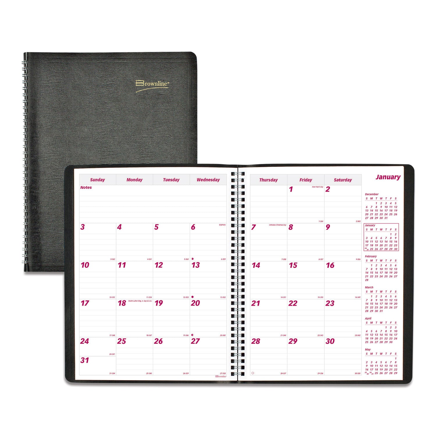 Essential Collection 14-Month Ruled Monthly Planner, 11 x 8.5, Black Cover, 14-Month (Dec to Jan): 2023 to 2025 -