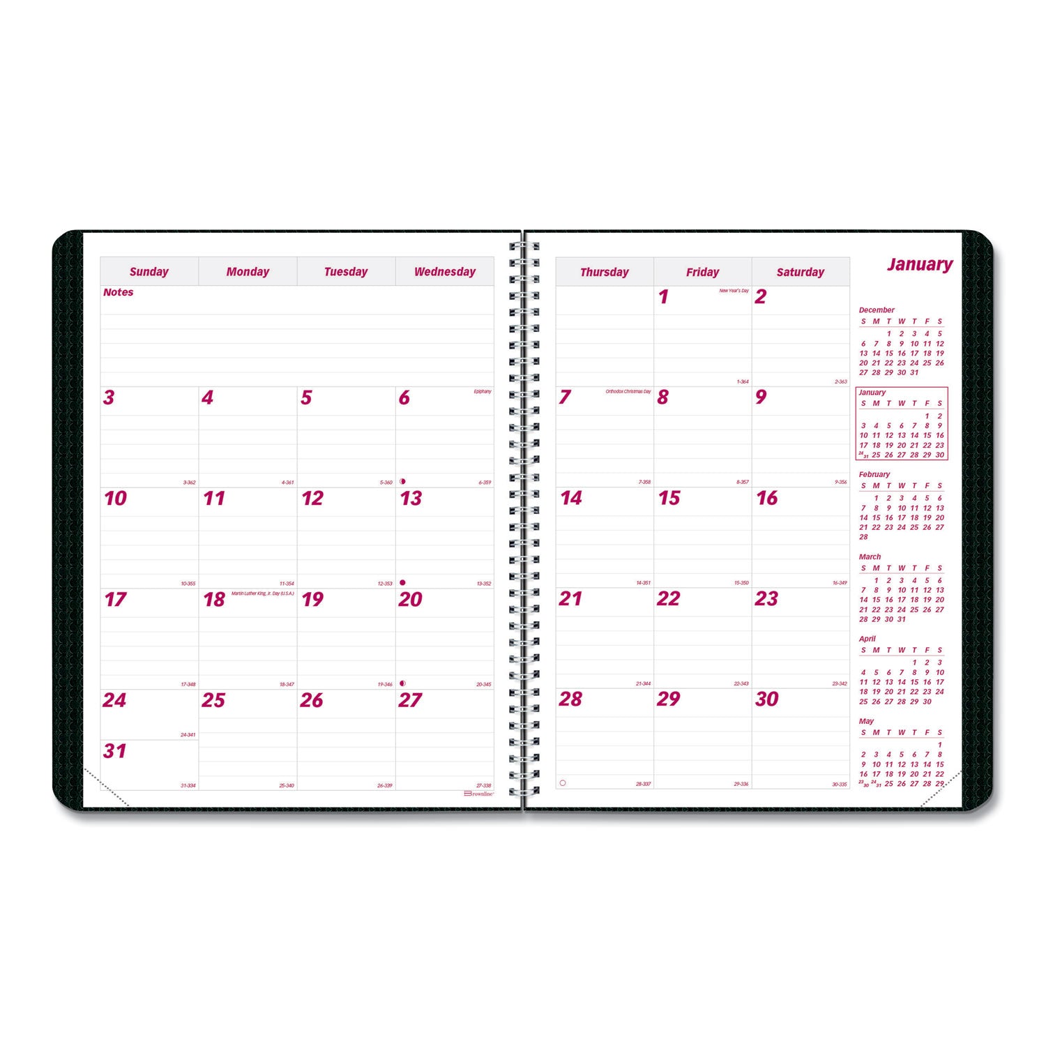 DuraFlex 14-Month Planner, 11 x 8.5, Black Cover, 14-Month (Dec to Jan): 2023 to 2025 -