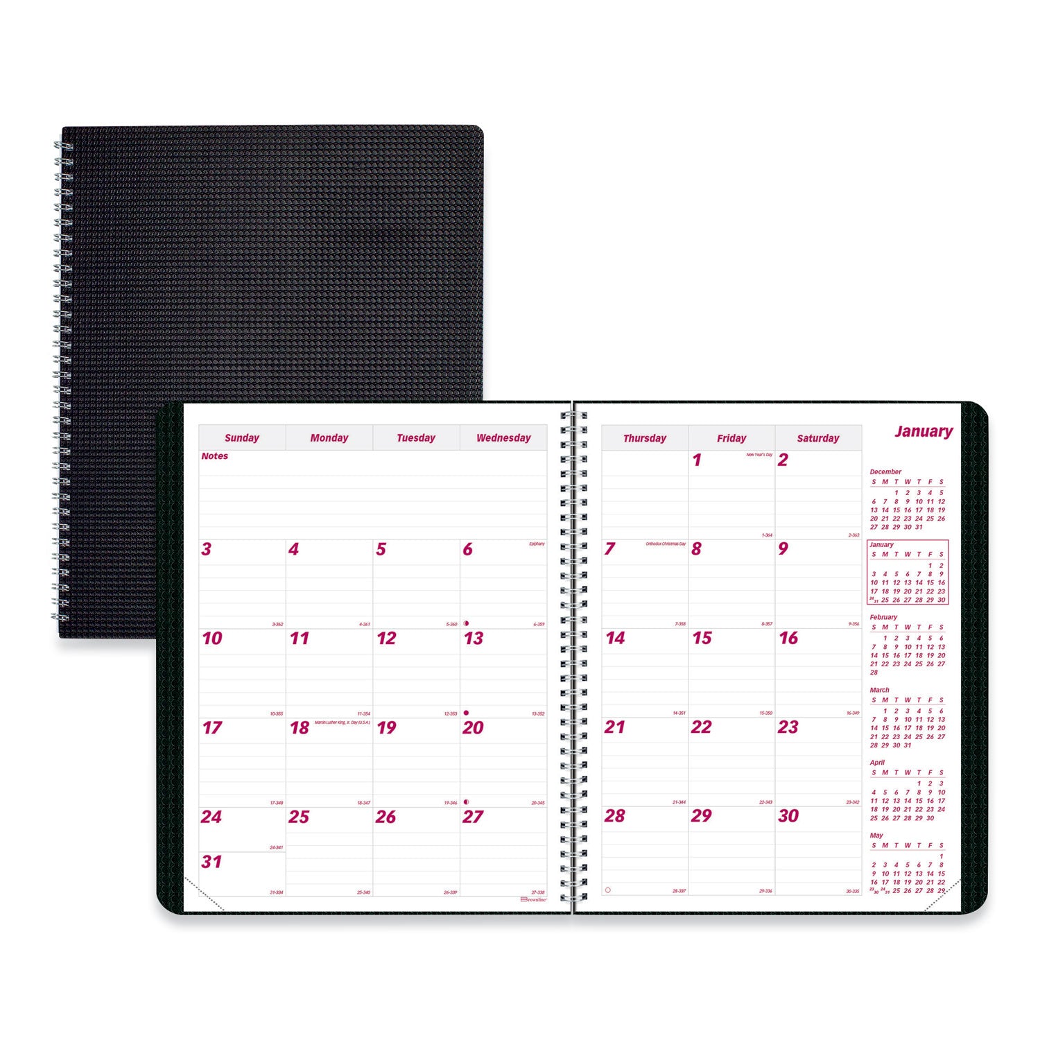 DuraFlex 14-Month Planner, 11 x 8.5, Black Cover, 14-Month (Dec to Jan): 2023 to 2025 -