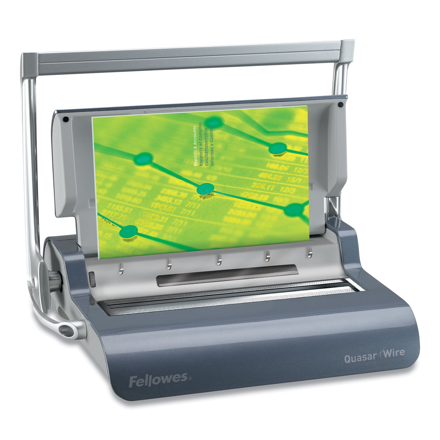 Quasar Manual Wire Binding Machine, 130 Sheets, 8.13 x 15.38 x 5.13, Metallic Gray -