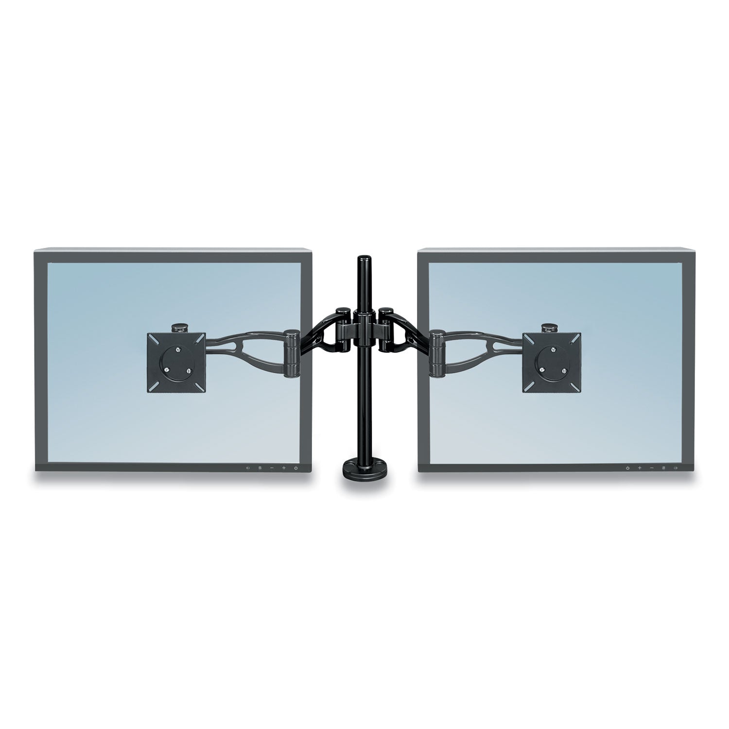 Professional Series Depth Adjustable Dual Monitor Arm, 360 deg Rotation, 37 deg Tilt, 360 deg Pan, Black, Supports 24 lb -