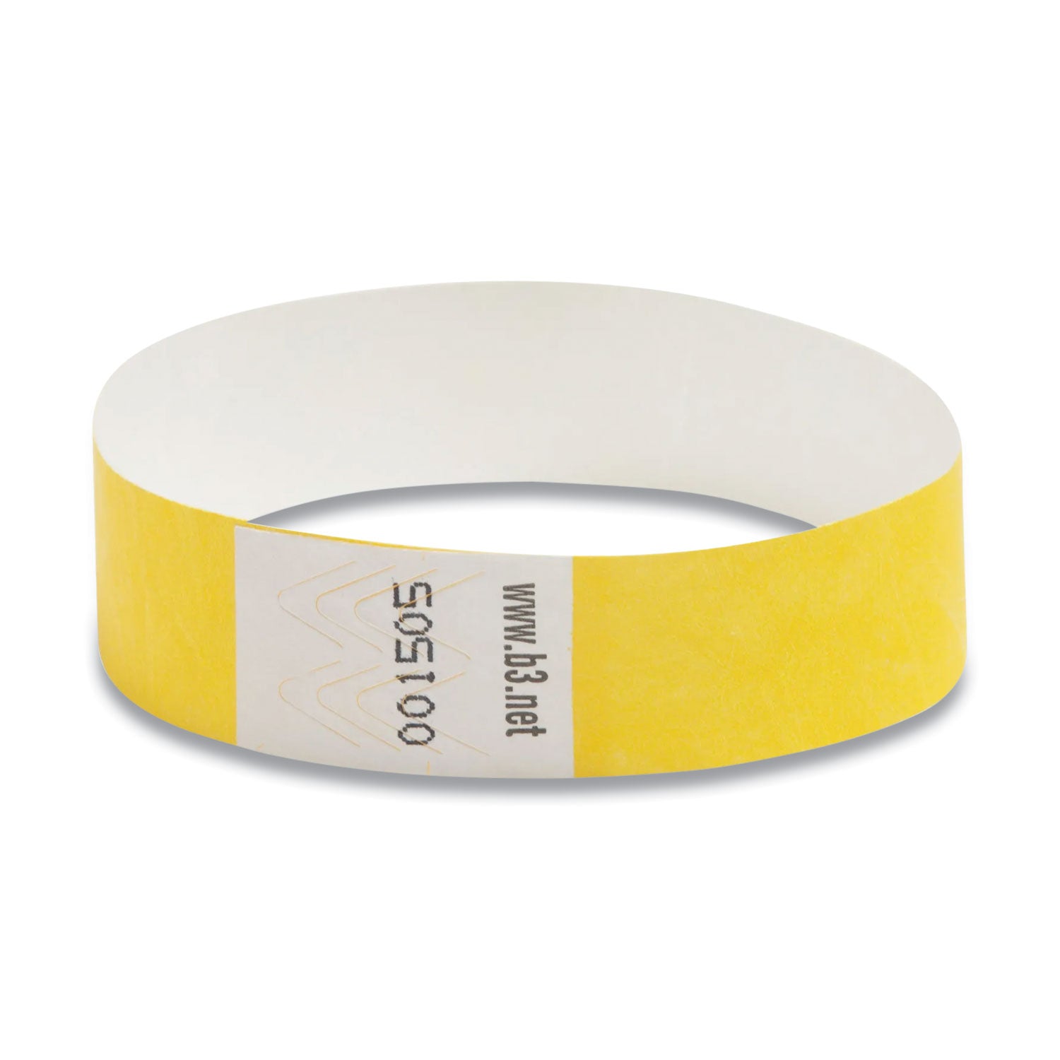 Security Wristbands, Sequentially Numbered, 10" x 0.75", Yellow, 100/Pack -