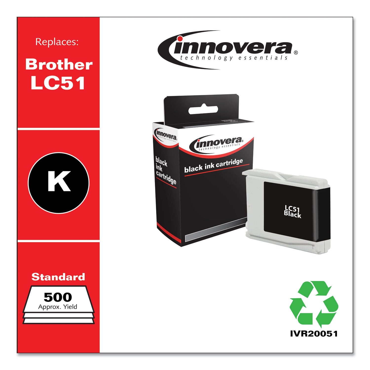 Remanufactured Black Ink, Replacement for LC51BK, 500 Page-Yield, Ships in 1-3 Business Days -