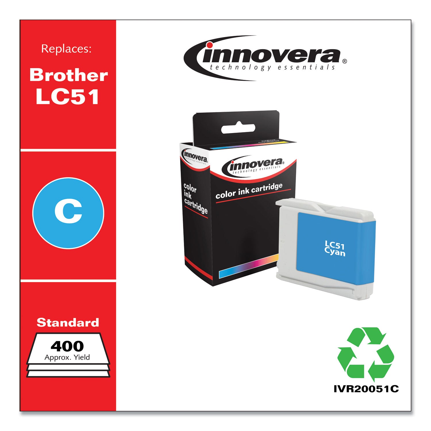 Remanufactured Cyan Ink, Replacement for LC51C, 400 Page-Yield, Ships in 1-3 Business Days -