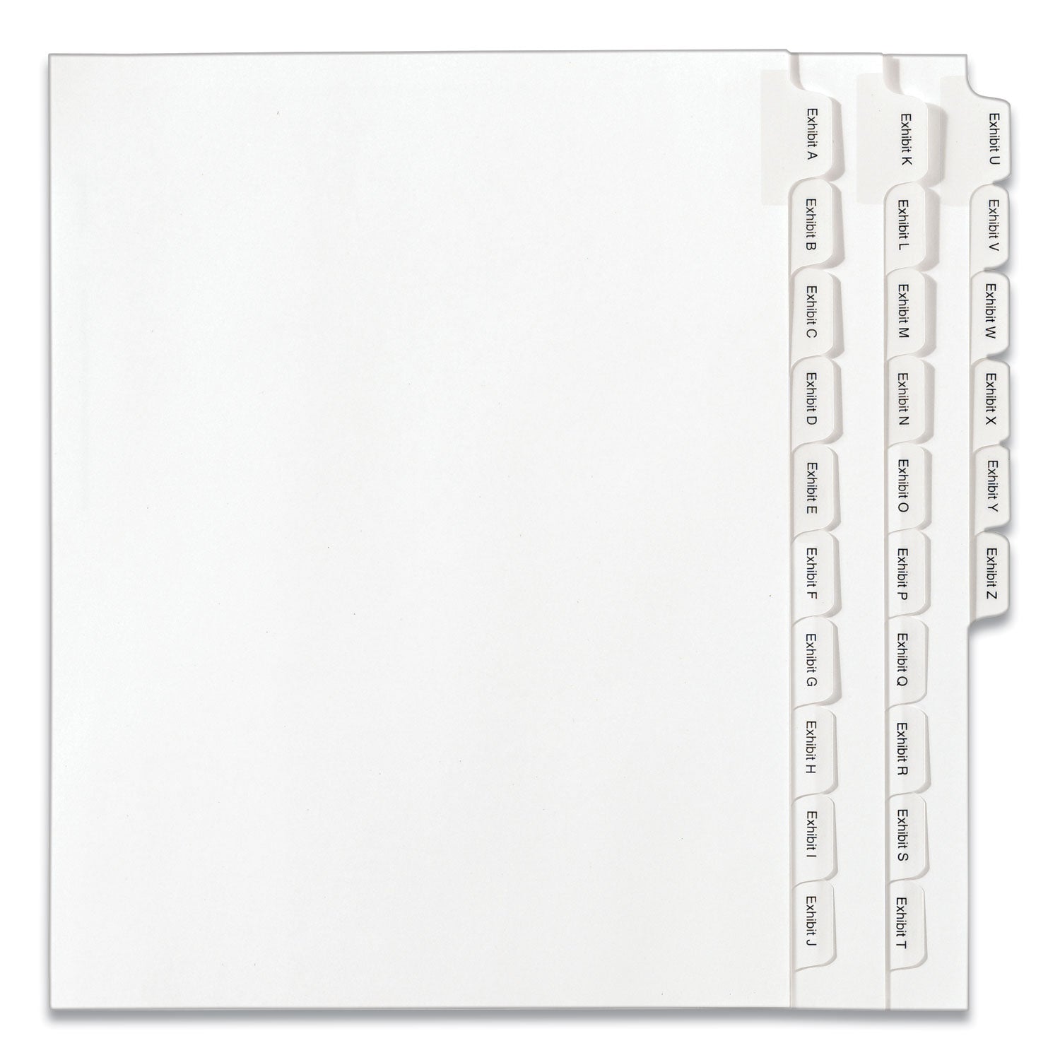 Preprinted Legal Exhibit Side Tab Index Dividers, Allstate Style, 26-Tab, Exhibit A to Exhibit Z, 11 x 8.5, White, 1 Set -