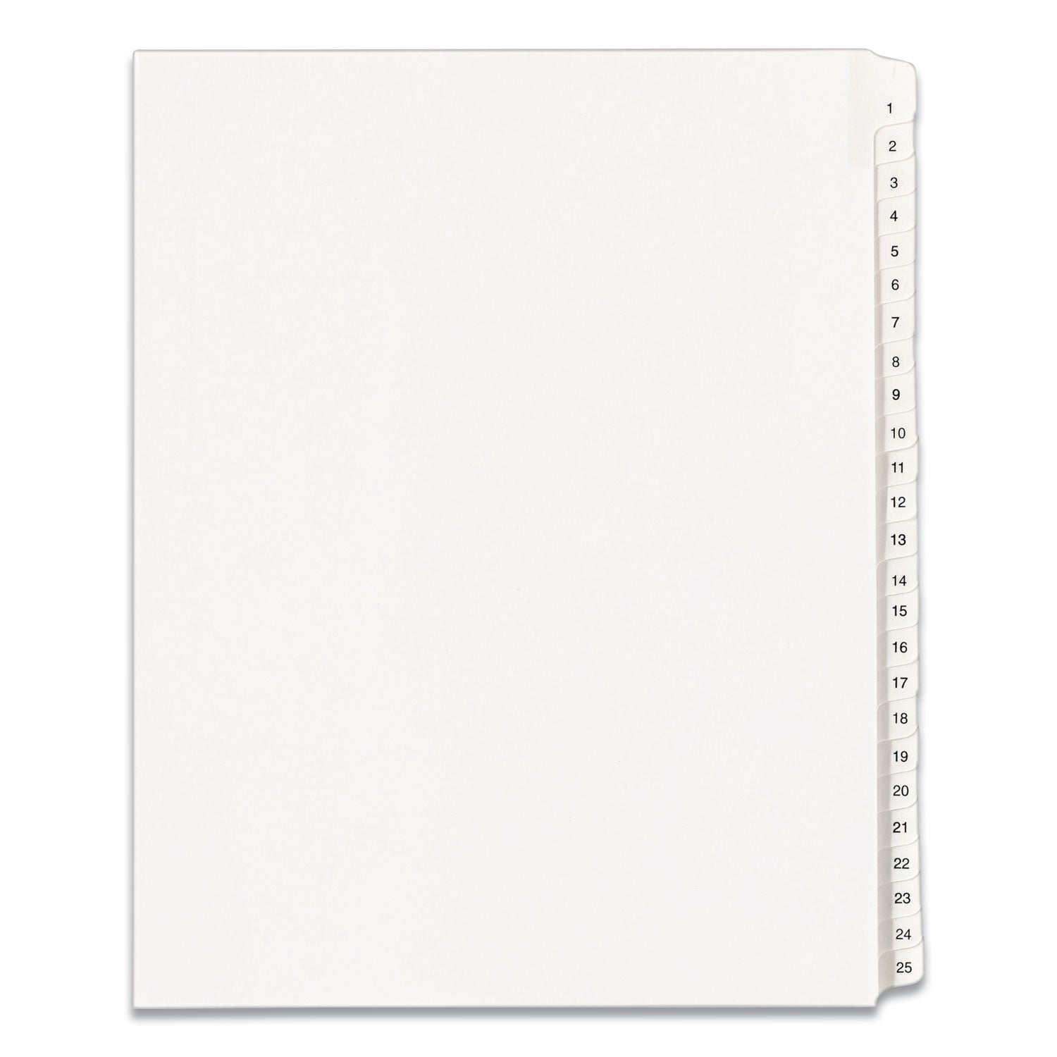 Preprinted Legal Exhibit Side Tab Index Dividers, Allstate Style, 25-Tab, 1 to 25, 11 x 8.5, White, 1 Set, (1701) -