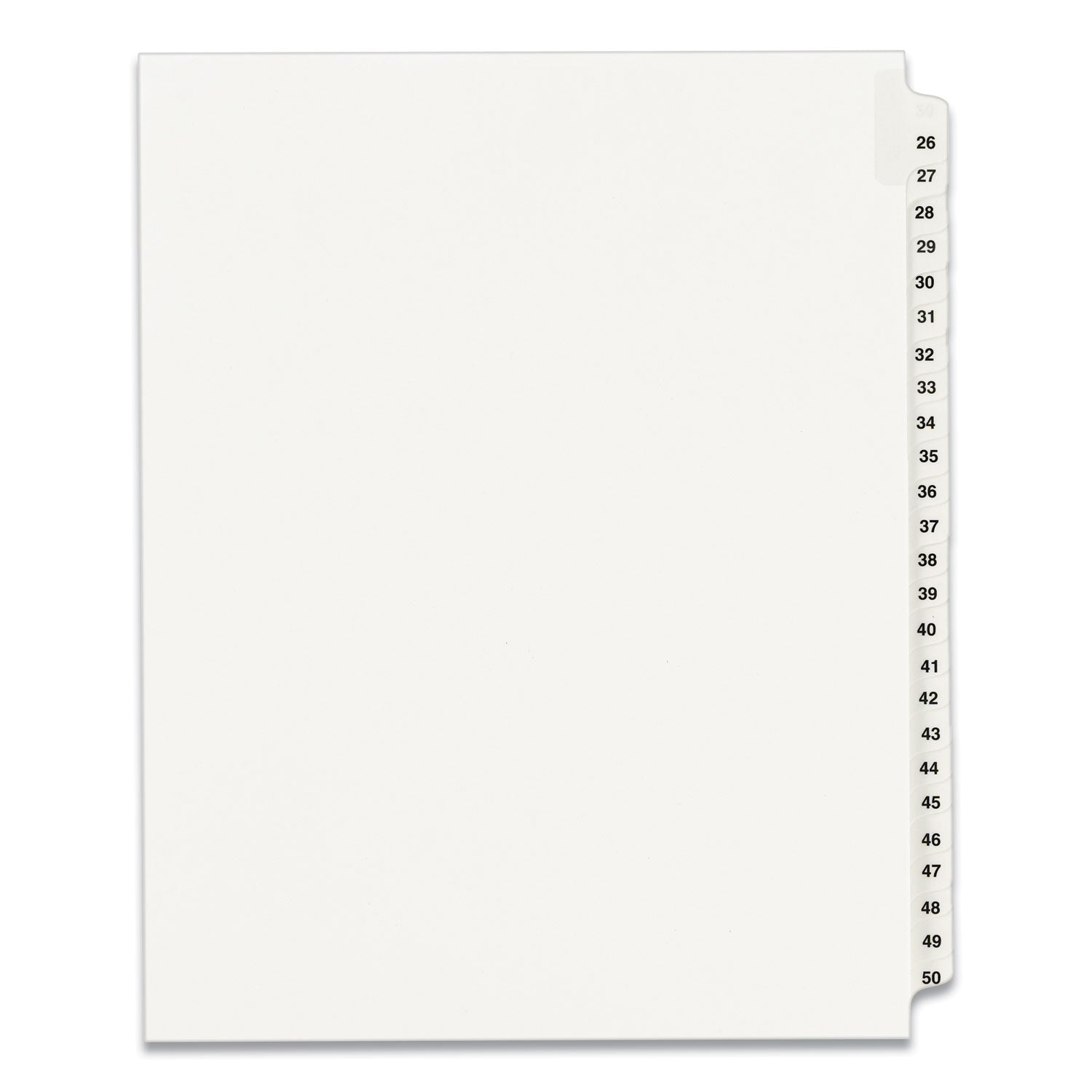 Preprinted Legal Exhibit Side Tab Index Dividers, Avery Style, 25-Tab, 26 to 50, 11 x 8.5, White, 1 Set, (1331) -