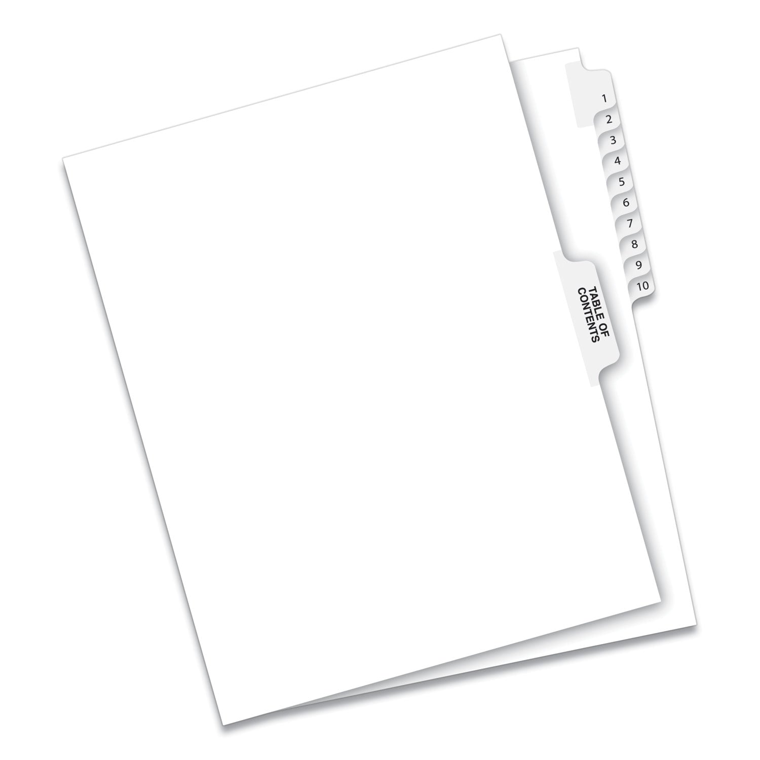 Preprinted Legal Exhibit Side Tab Index Dividers, Avery Style, 11-Tab, 1 to 10, 11 x 8.5, White, 1 Set -
