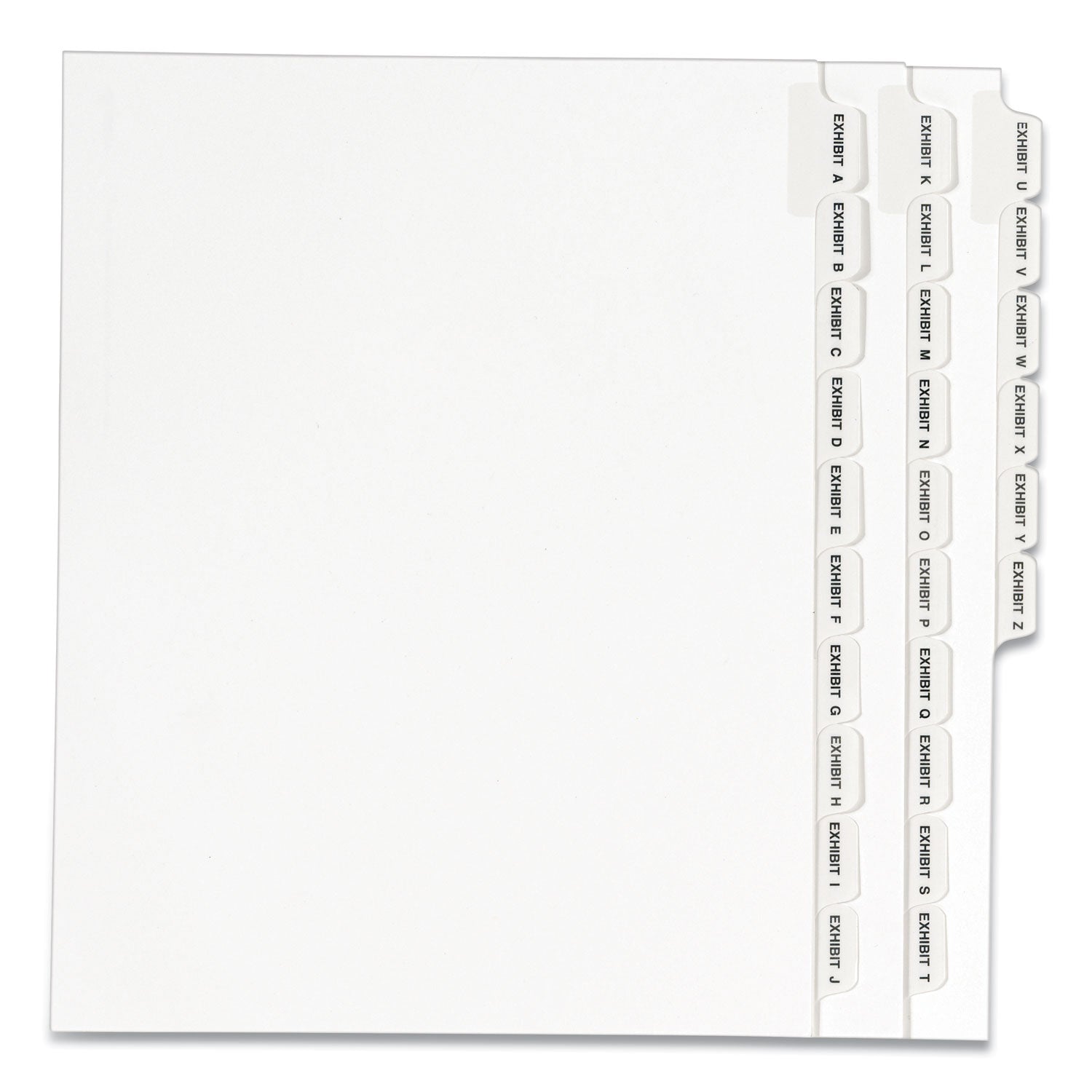 Preprinted Legal Exhibit Side Tab Index Dividers, Avery Style, 26-Tab, Exhibit A to Exhibit Z, 11 x 8.5, White, 1 Set, (1370) -