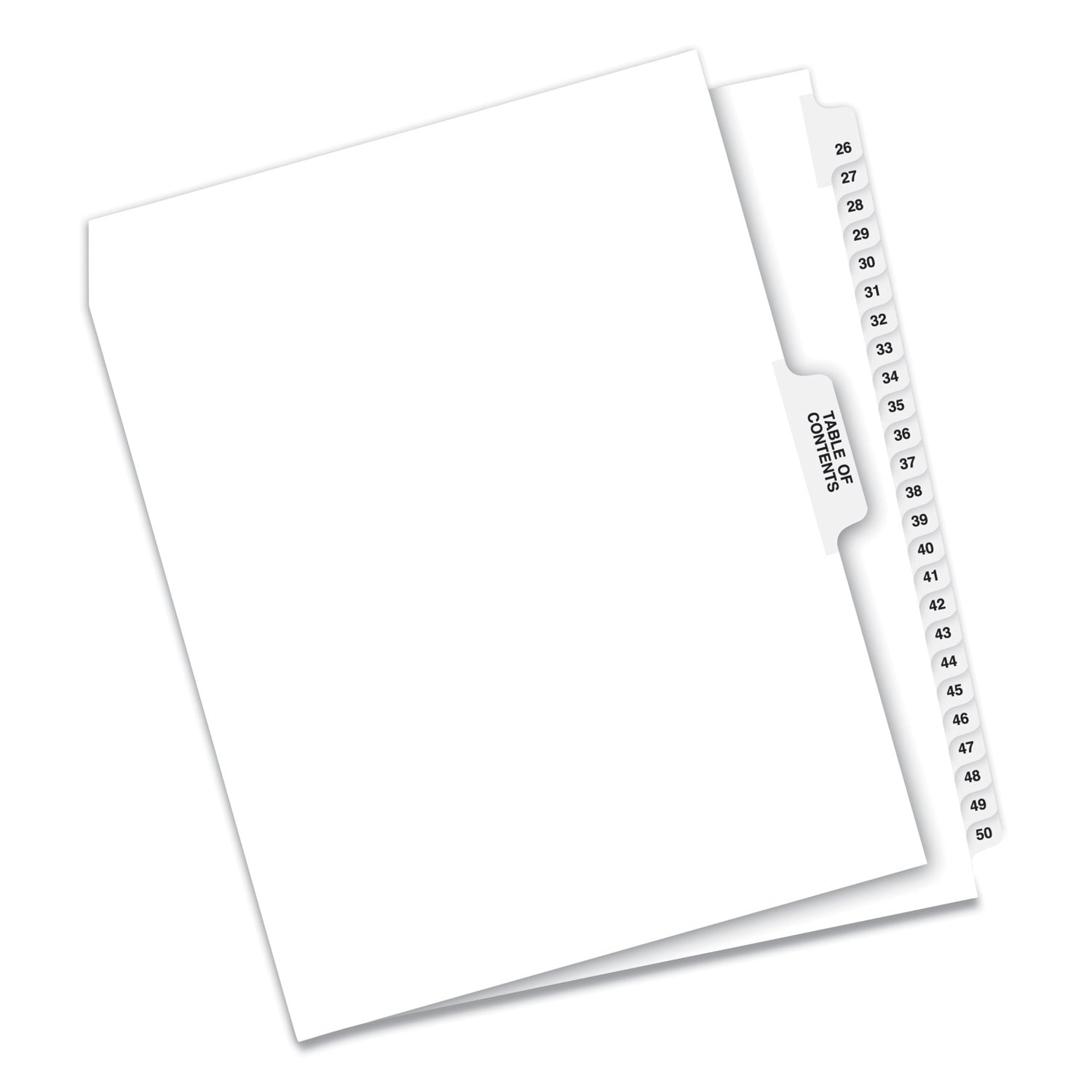 Preprinted Legal Exhibit Side Tab Index Dividers, Avery Style, 26-Tab, 26 to 50, 11 x 8.5, White, 1 Set -