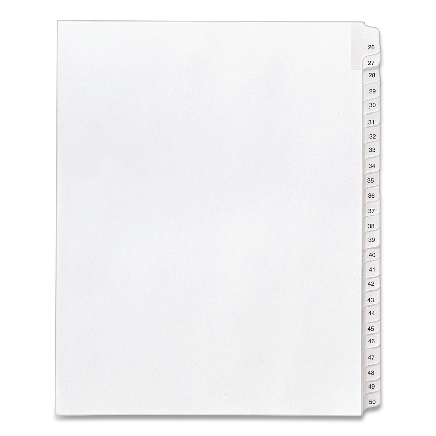 Preprinted Legal Exhibit Side Tab Index Dividers, Allstate Style, 25-Tab, 26 to 50, 11 x 8.5, White, 1 Set, (1702) -
