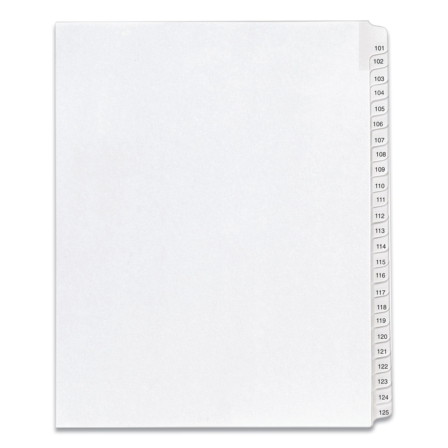 Preprinted Legal Exhibit Side Tab Index Dividers, Allstate Style, 25-Tab, 101 to 125, 11 x 8.5, White, 1 Set, (1705) -