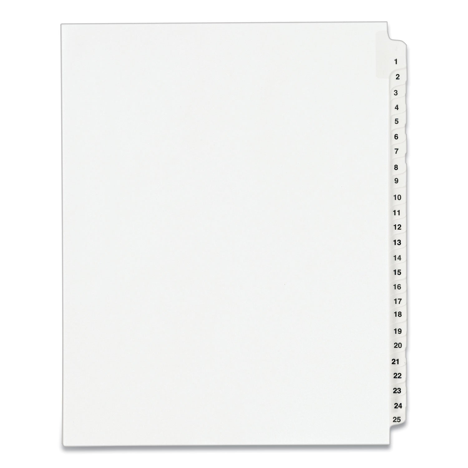 Preprinted Legal Exhibit Side Tab Index Dividers, Avery Style, 25-Tab, 1 to 25, 11 x 8.5, White, 1 Set, (1330) -
