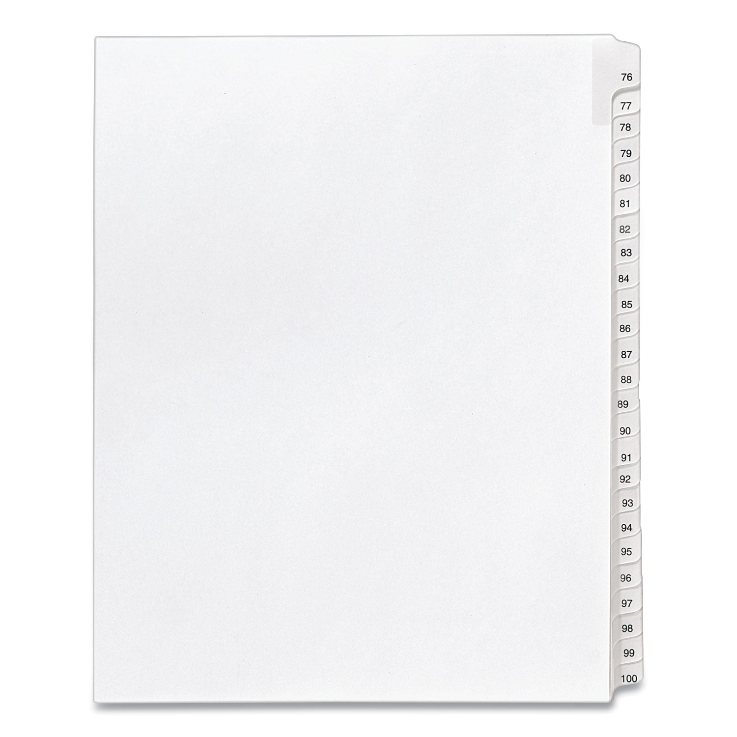 Preprinted Legal Exhibit Side Tab Index Dividers, Allstate Style, 25-Tab, 76 to 100, 11 x 8.5, White, 1 Set, (1704) -