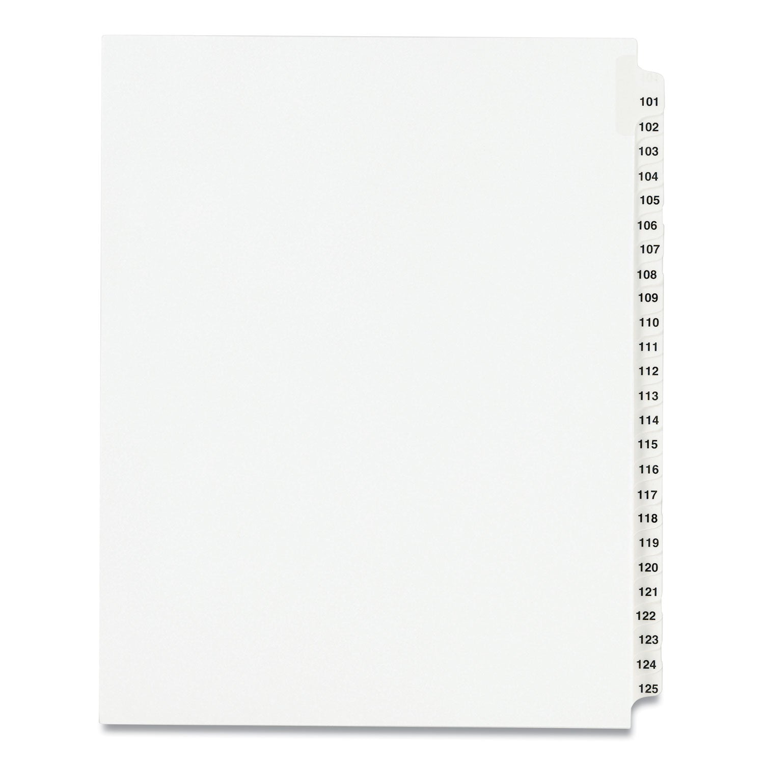 Preprinted Legal Exhibit Side Tab Index Dividers, Avery Style, 25-Tab, 101 to 125, 11 x 8.5, White, 1 Set, (1334) -