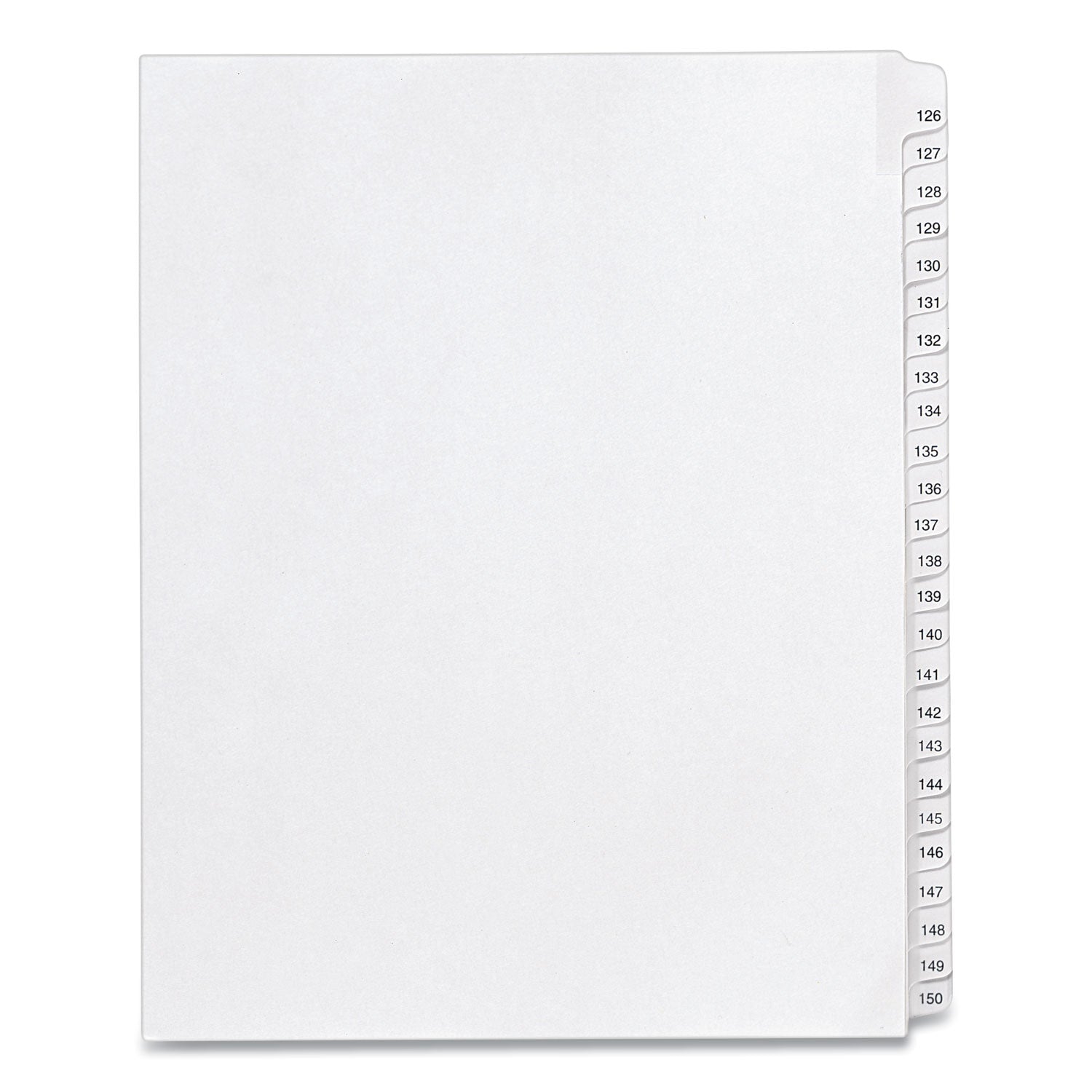 Preprinted Legal Exhibit Side Tab Index Dividers, Allstate Style, 25-Tab, 126 to 150, 11 x 8.5, White, 1 Set, (1706) -