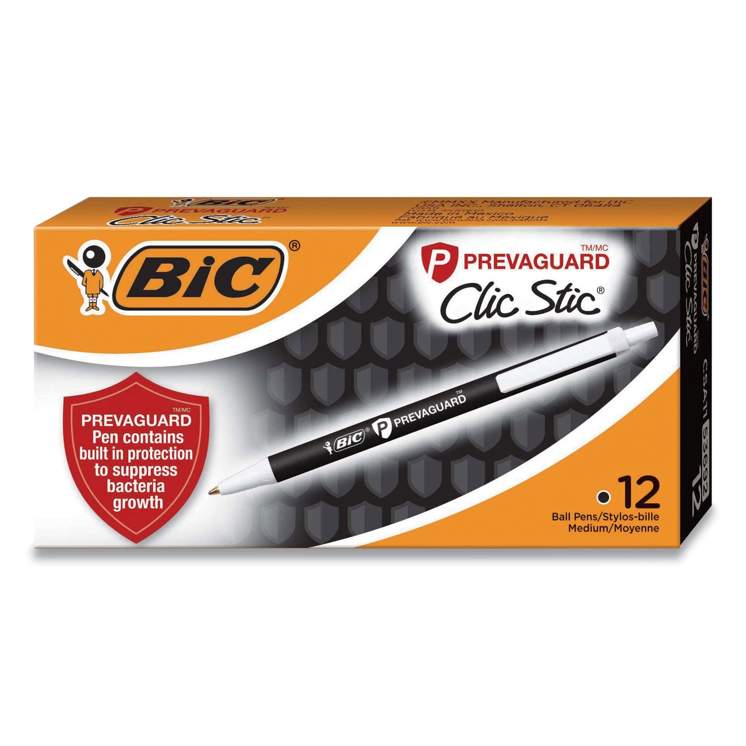 prevaguard-ballpoint-pen-retractable-medium-1-mm-black-ink-black-barrel_biccsa11bk - 1