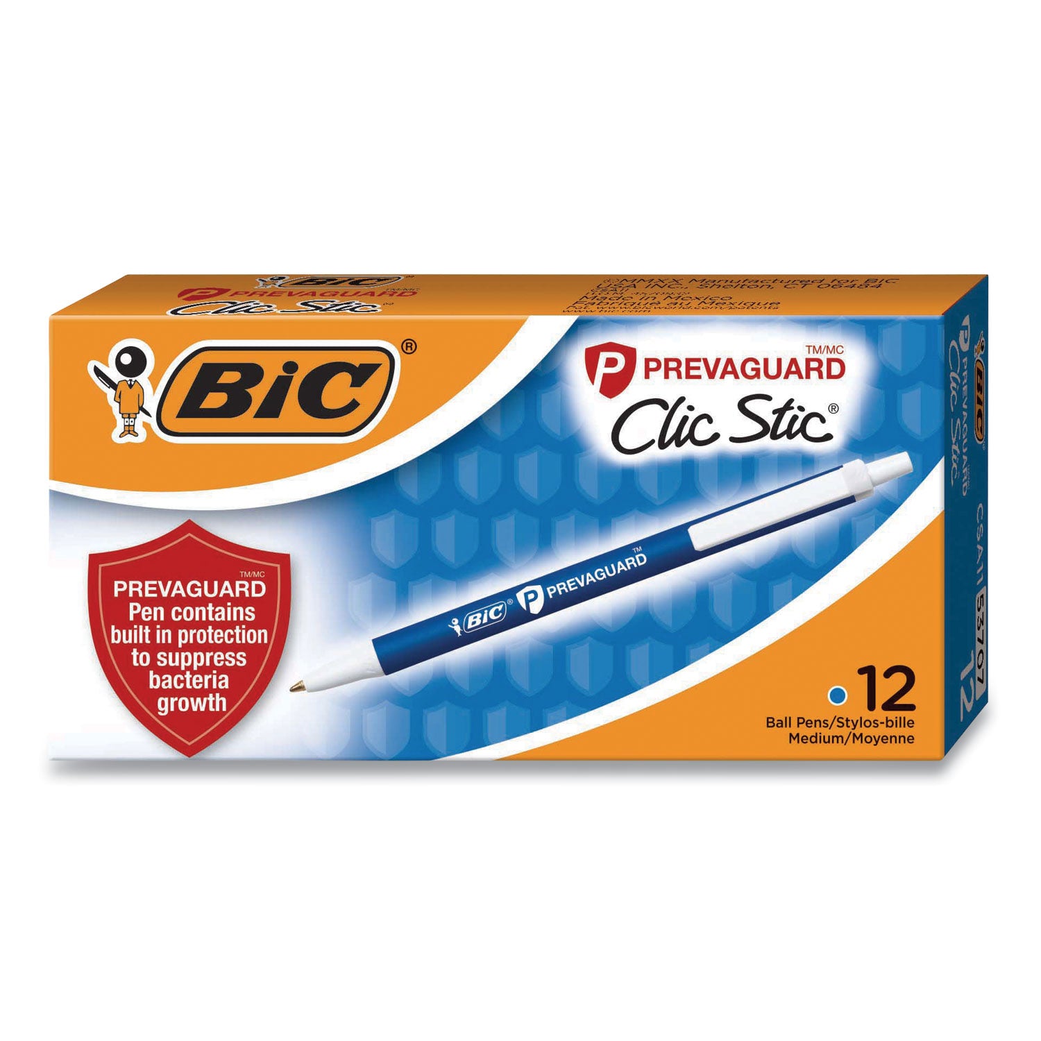 prevaguard-ballpoint-pen-retractable-medium-1-mm-blue-ink-blue-barrel_biccsa11be - 1