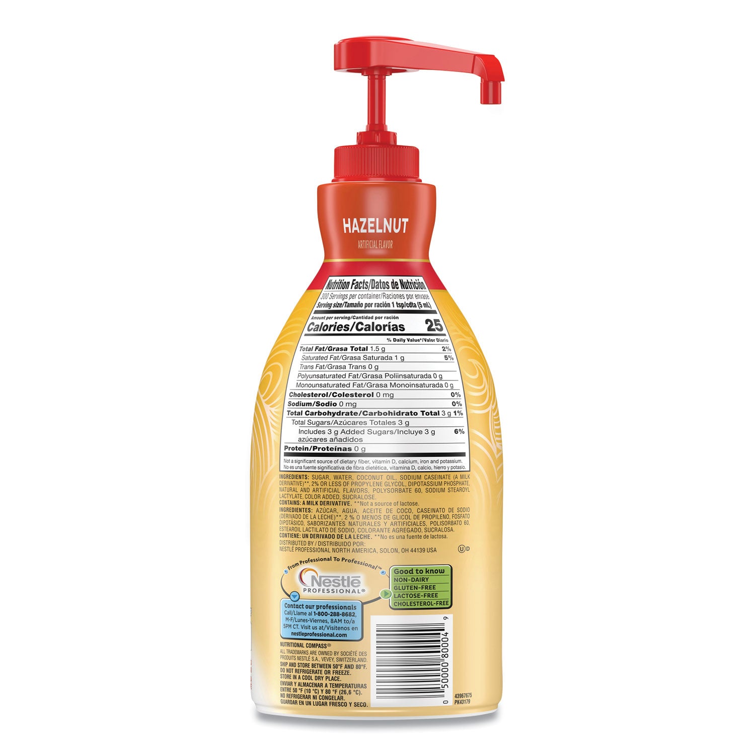 Liquid Coffee Creamer, Hazelnut, 1.5 Liter Pump Bottle, 2/Carton -