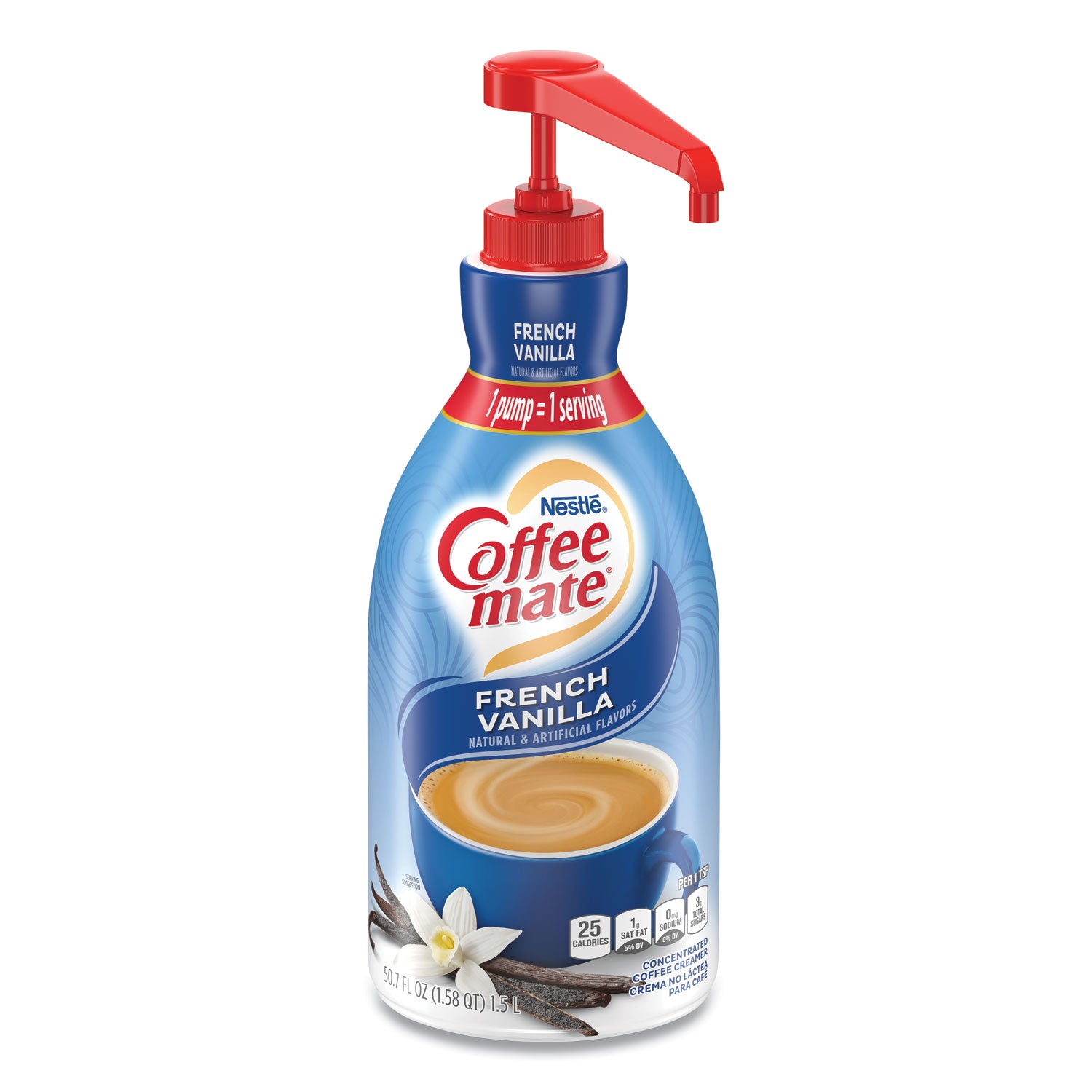 Liquid Coffee Creamer, French Vanilla, 1500mL Pump Bottle -