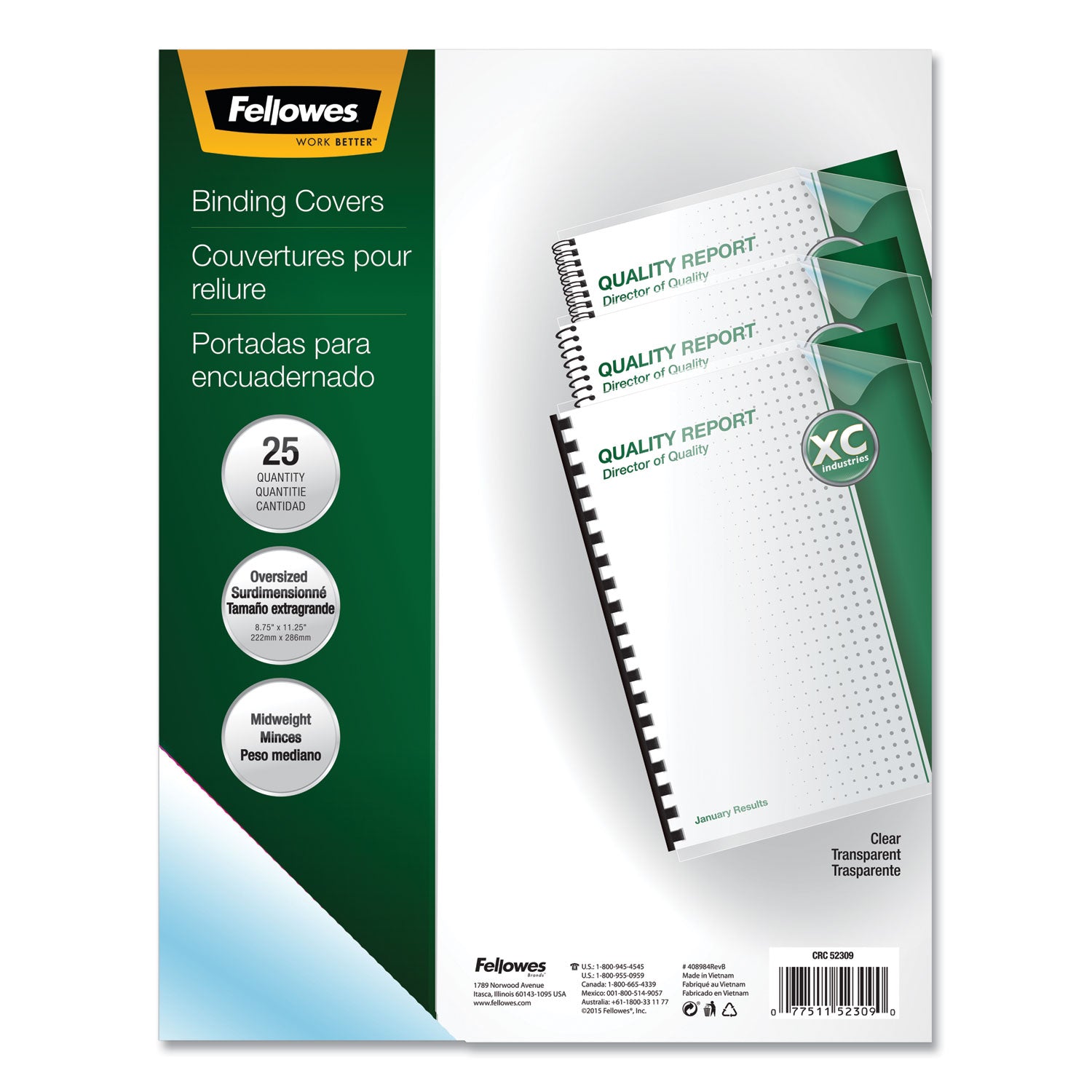 Crystals Transparent Presentation Covers for Binding Systems, Clear, with Round Corners, 11.25 x 8.75, Unpunched, 25/Pack -
