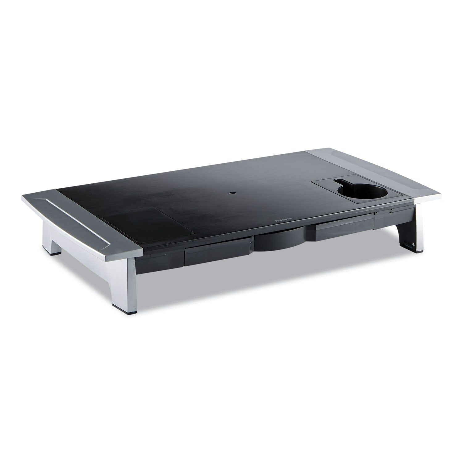 Office Suites Premium Monitor Riser, 27" x 14" x 4" to 6.5", Black/Silver - 1