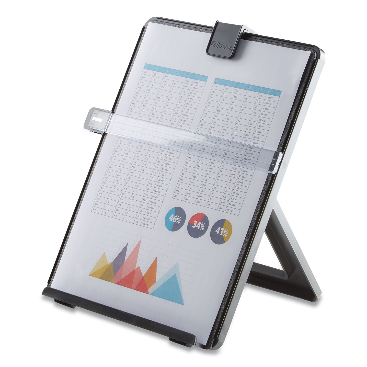 Non-Magnetic Letter-Size Desktop Copyholder, 125 Sheet Capacity, Plastic, Black -