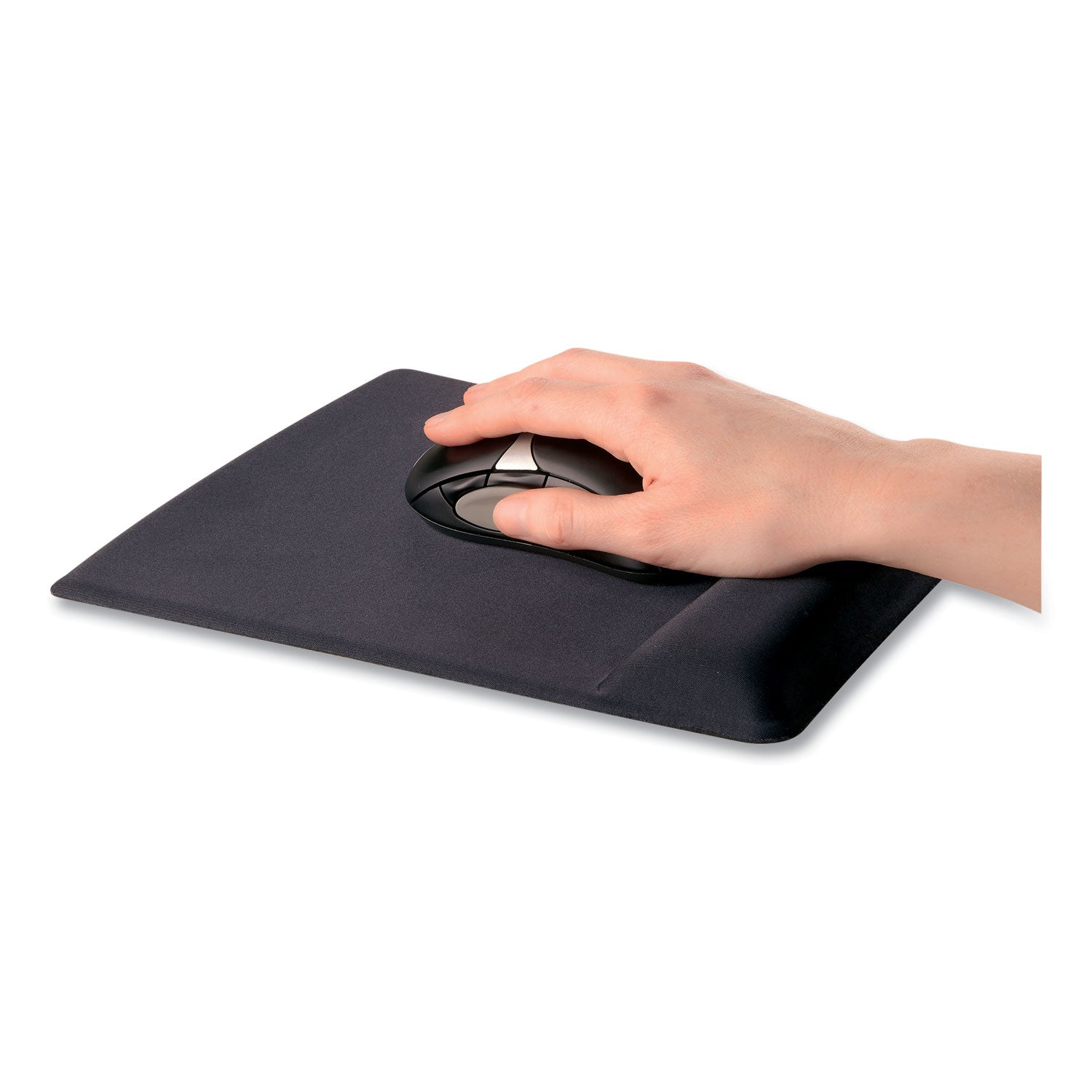 Ergonomic Memory Foam Wrist Support with Attached Mouse Pad, 8.25 x 9.87, Black -