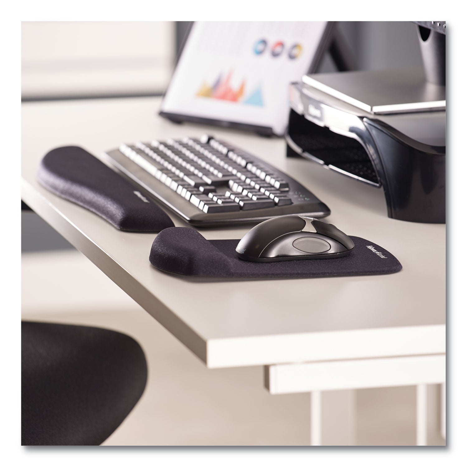 PlushTouch Mouse Pad with Wrist Rest, 7.25 x 9.37, Graphite -