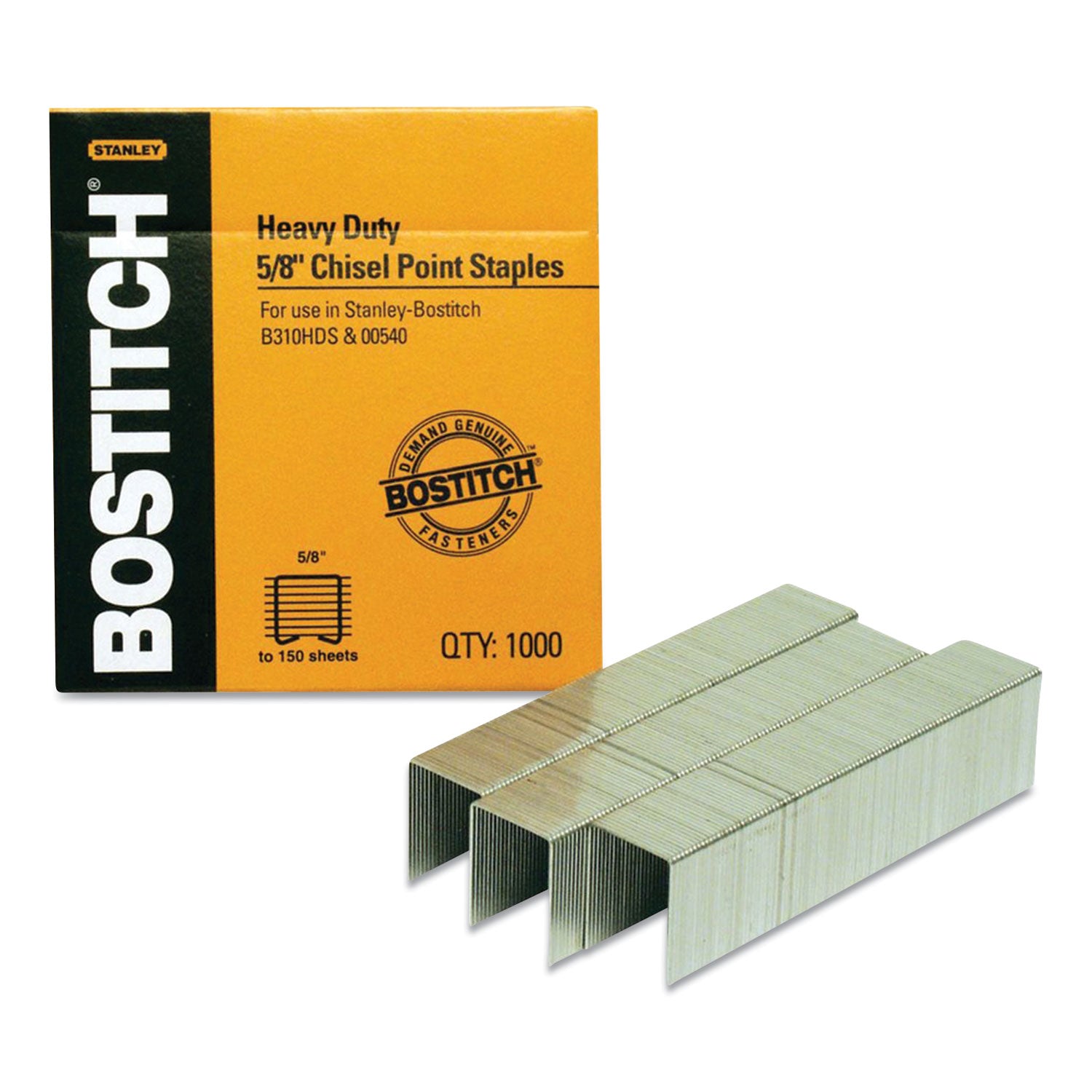 Heavy-Duty Premium Staples, 0.63" Leg, 0.5" Crown, Carbon Steel, 1,000/Box -