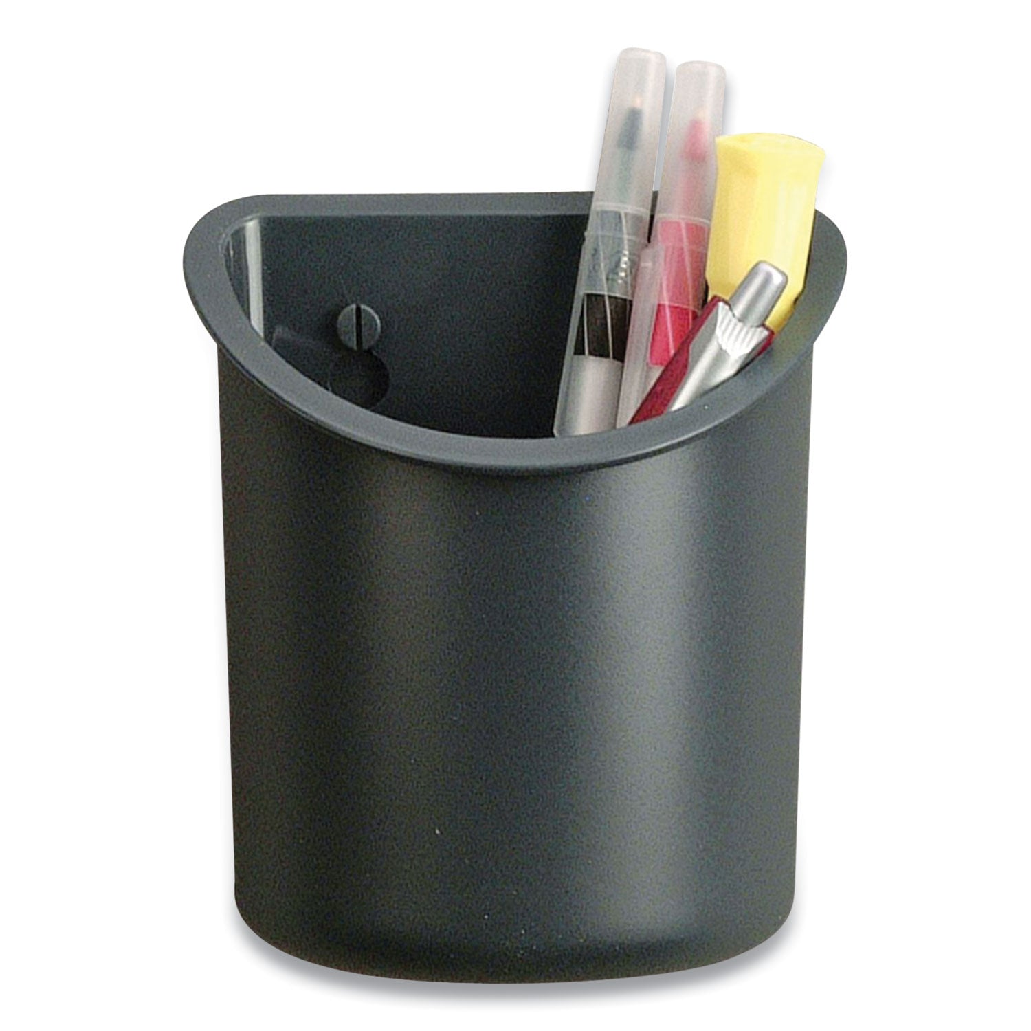 Verticalmate Plastic Pencil Cup, 4.25 x 4.25 x 5, Fabric Panel Mount, Gray -