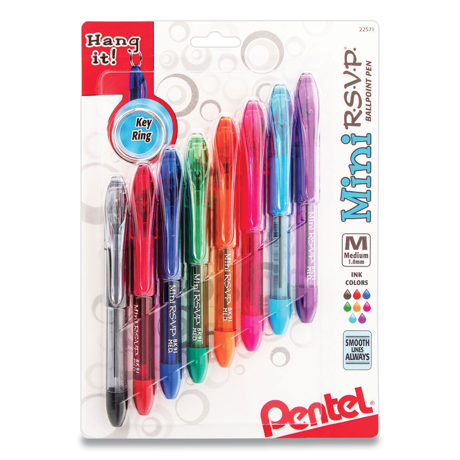 mini-rsvp-ballpoint-pen-stick-medium-1-mm-assorted-ink-and-barrel-colors-8-pack_penbk91mnbp8m - 1