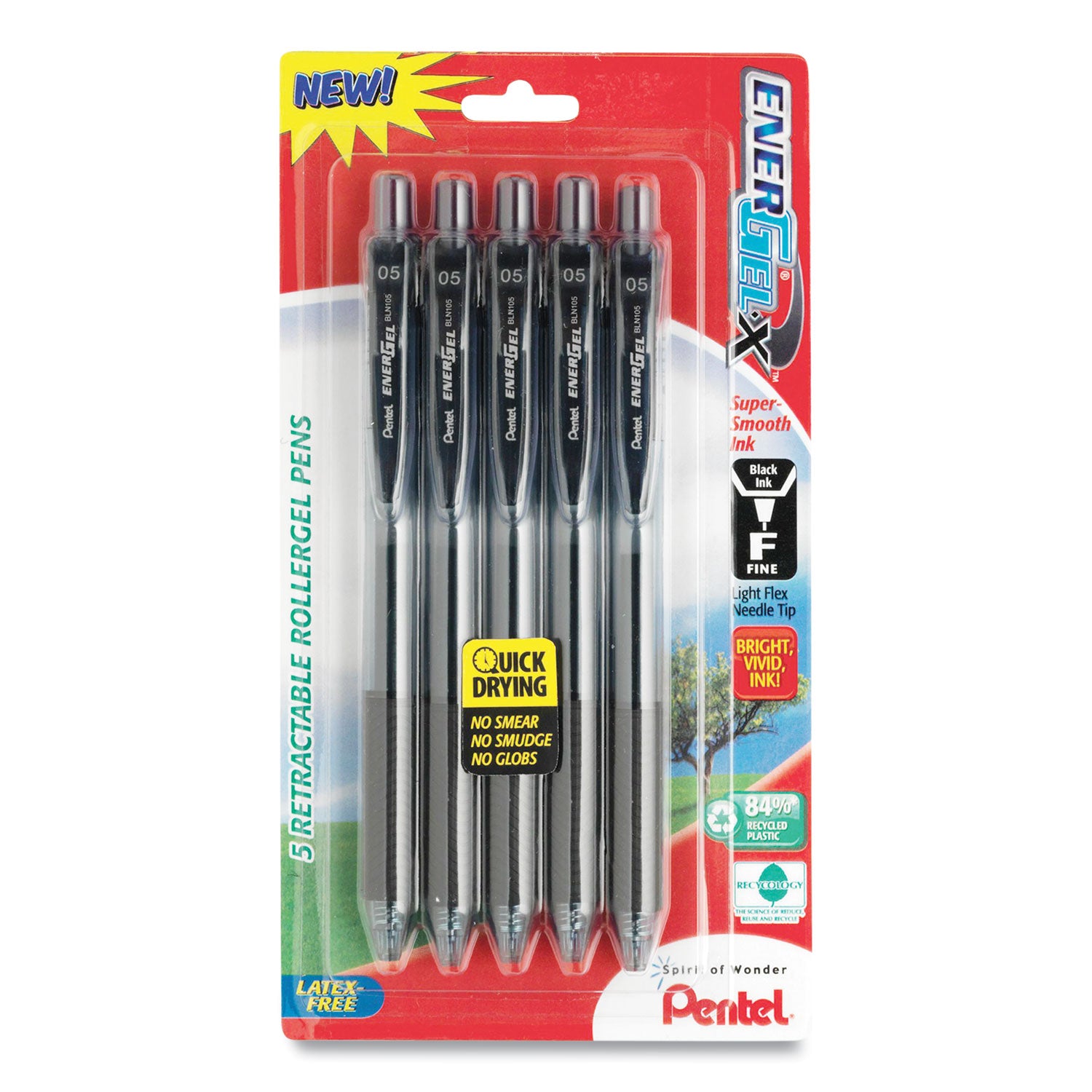 energel-x-gel-pen-retractable-medium-07-mm-black-ink-smoke-black-barrel-5-pack_penbl107bps5a - 2