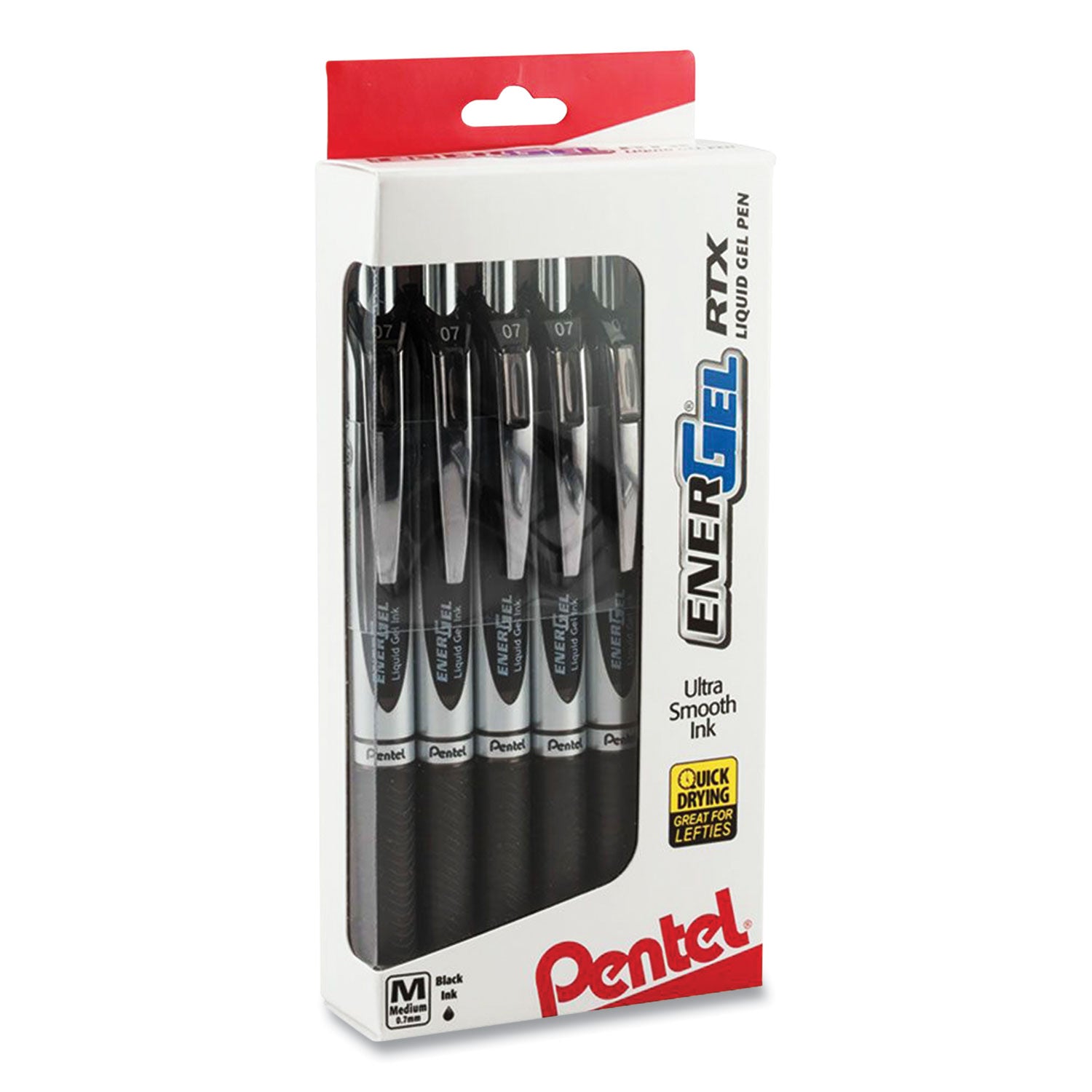 energel-rtx-gel-pen-retractable-medium-07-mm-black-ink-black-silver-barrel-dozen_penbl77pc12a1 - 2