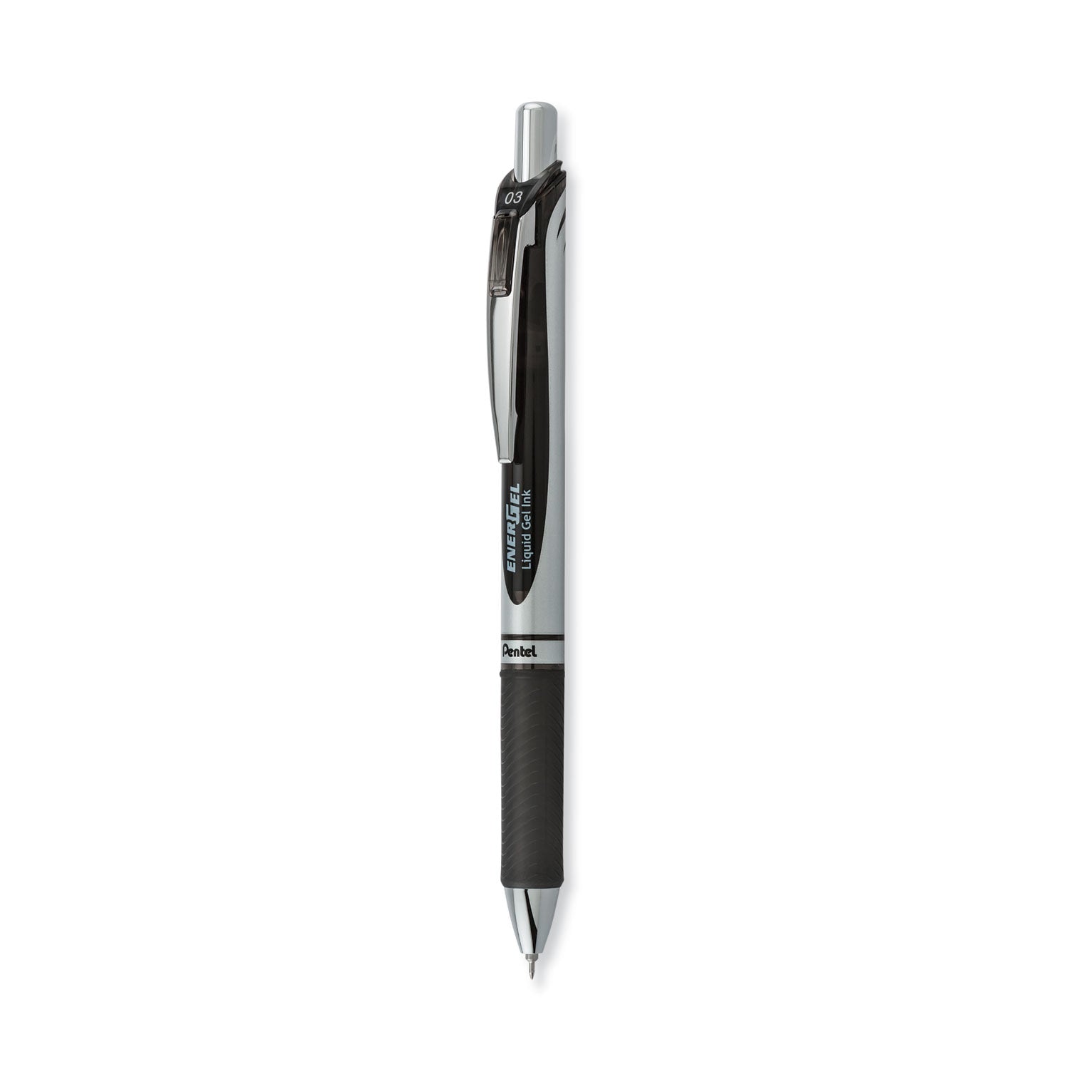 energel-rtx-gel-pen-retractable-extra-fine-03-mm-black-ink-black-silver-barrel-dozen_penbln73a - 1