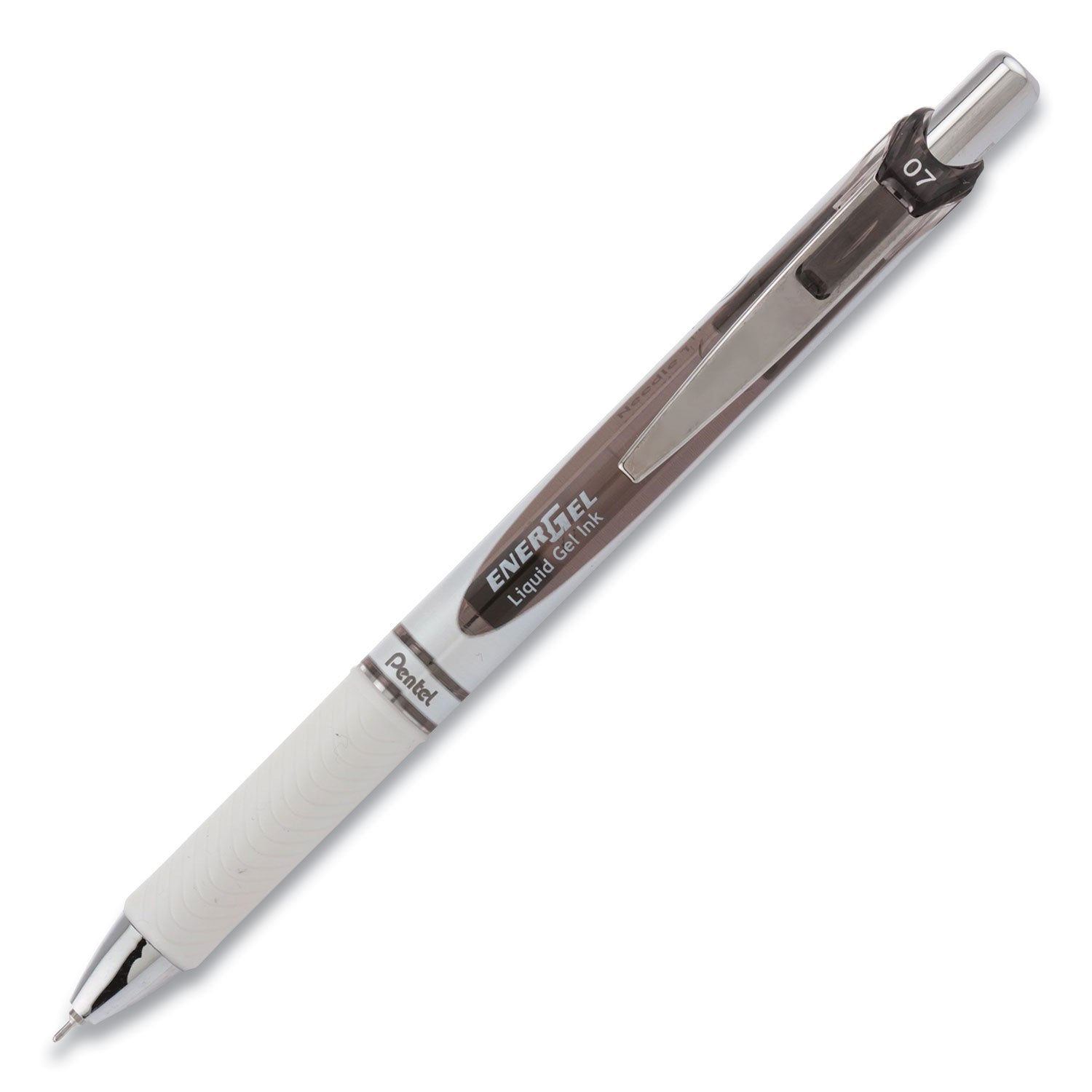 energel-pearl-gel-pen-retractable-medium-07-mm-black-ink-white-black-barrel-dozen_penbln77pwa - 2
