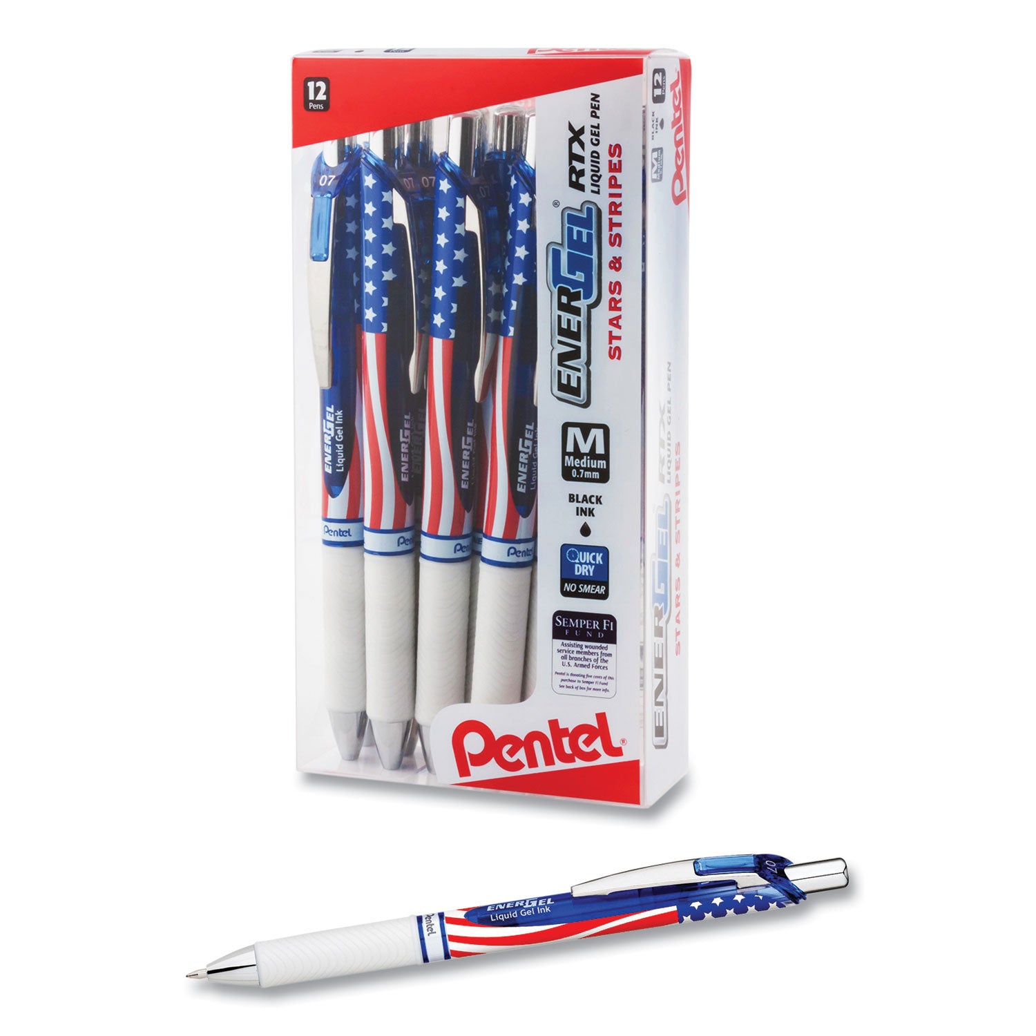 energel-rtx-stars-and-stripes-gel-pen-retractable-medium-07-mm-black-ink-red-white-blue-barrel-dozen_penbl77usaa - 2