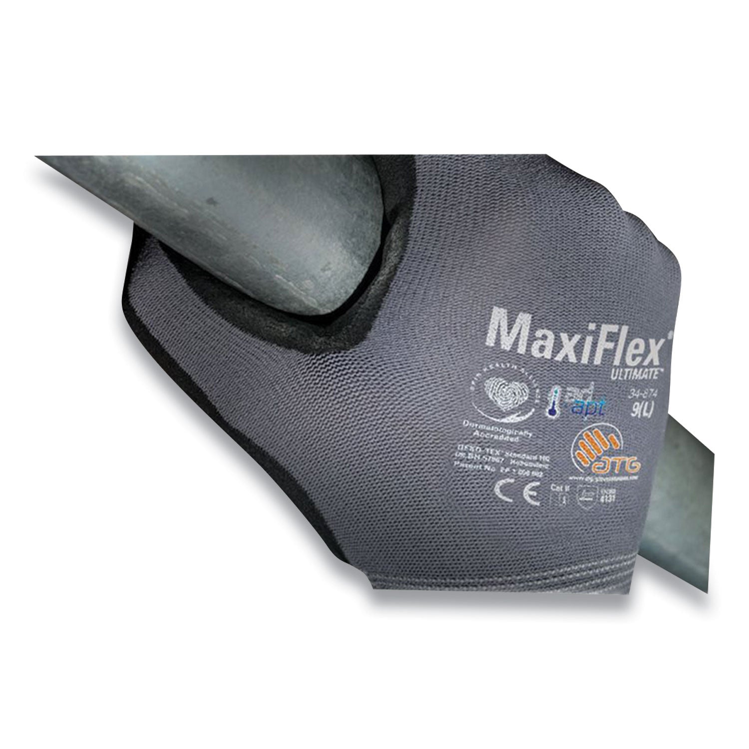 ultimate-seamless-knit-nylon-gloves-nitrile-coated-microfoam-grip-on-palm-and-fingers-large-gray-12-pairs_pid34874l - 2