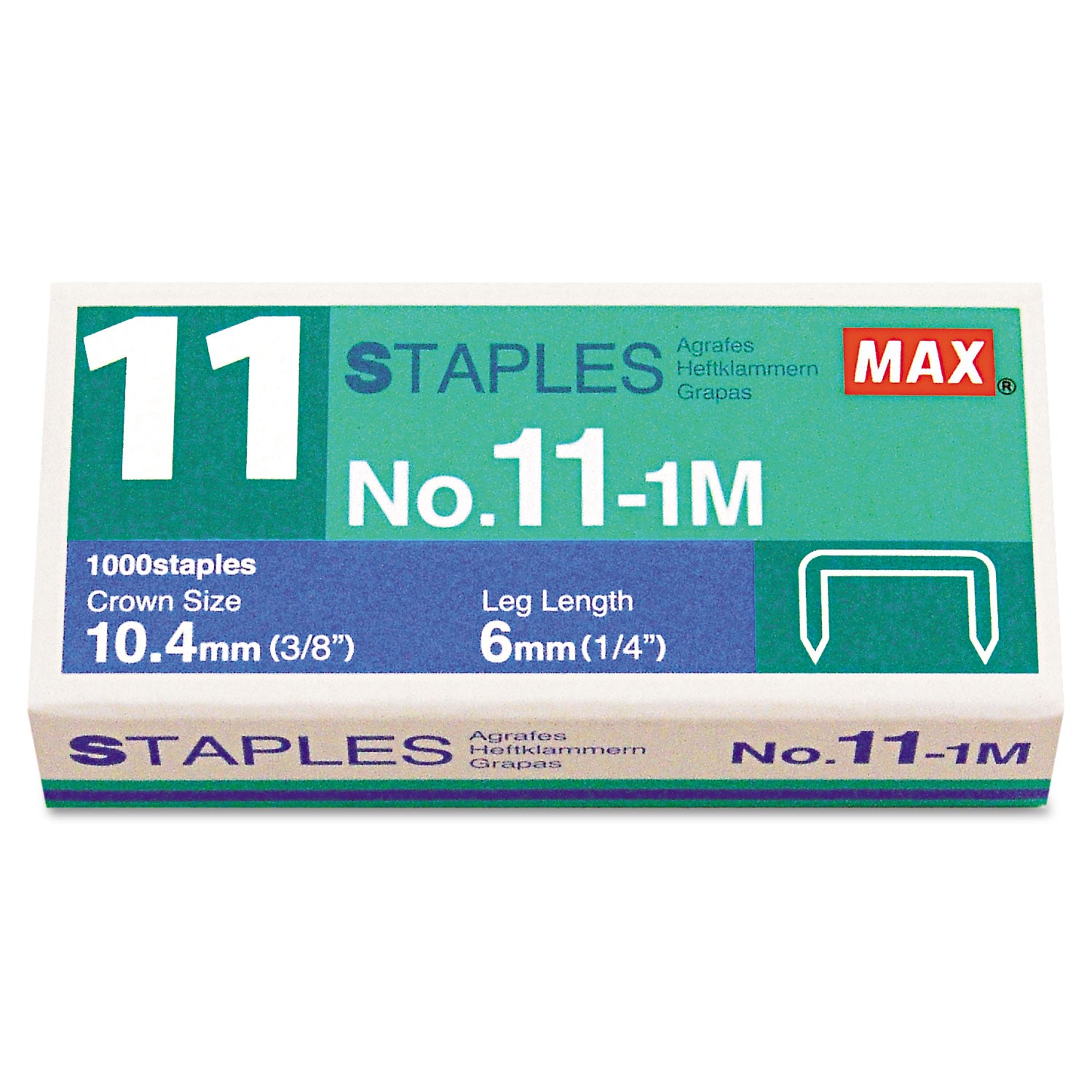 No. 11 Mini Staples, 0.25" Leg, 0.38" Crown, Steel, 1,000/Box -