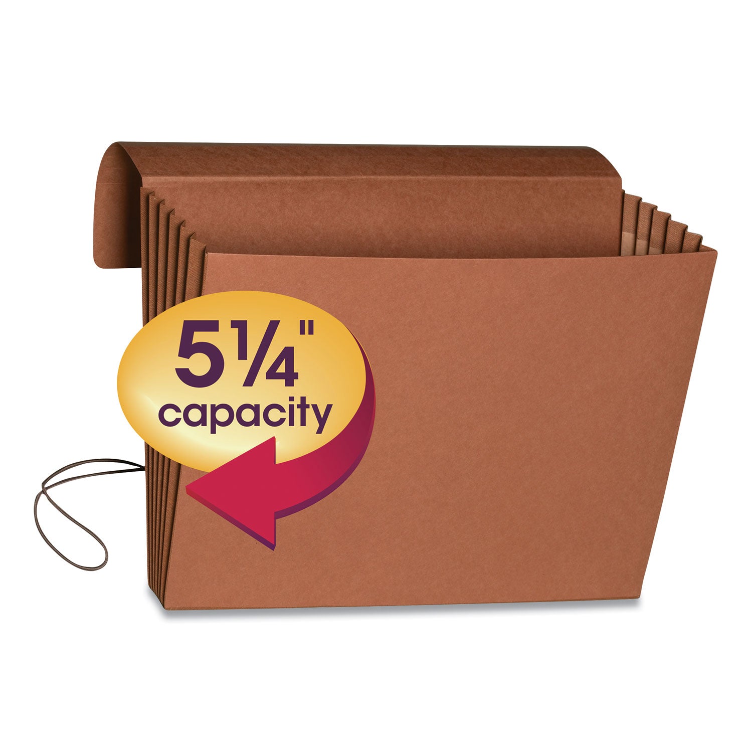 Extra-Wide Expanding Wallets with Elastic Cord, 5.25" Expansion, 1 Section, Elastic Cord Closure, Letter Size, Redrope -