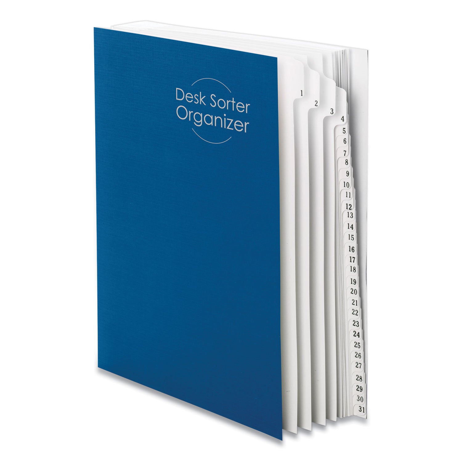 Deluxe Expandable Indexed Desk File/Sorter, 31 Dividers, Date Index, Letter Size, Dark Blue Cover -