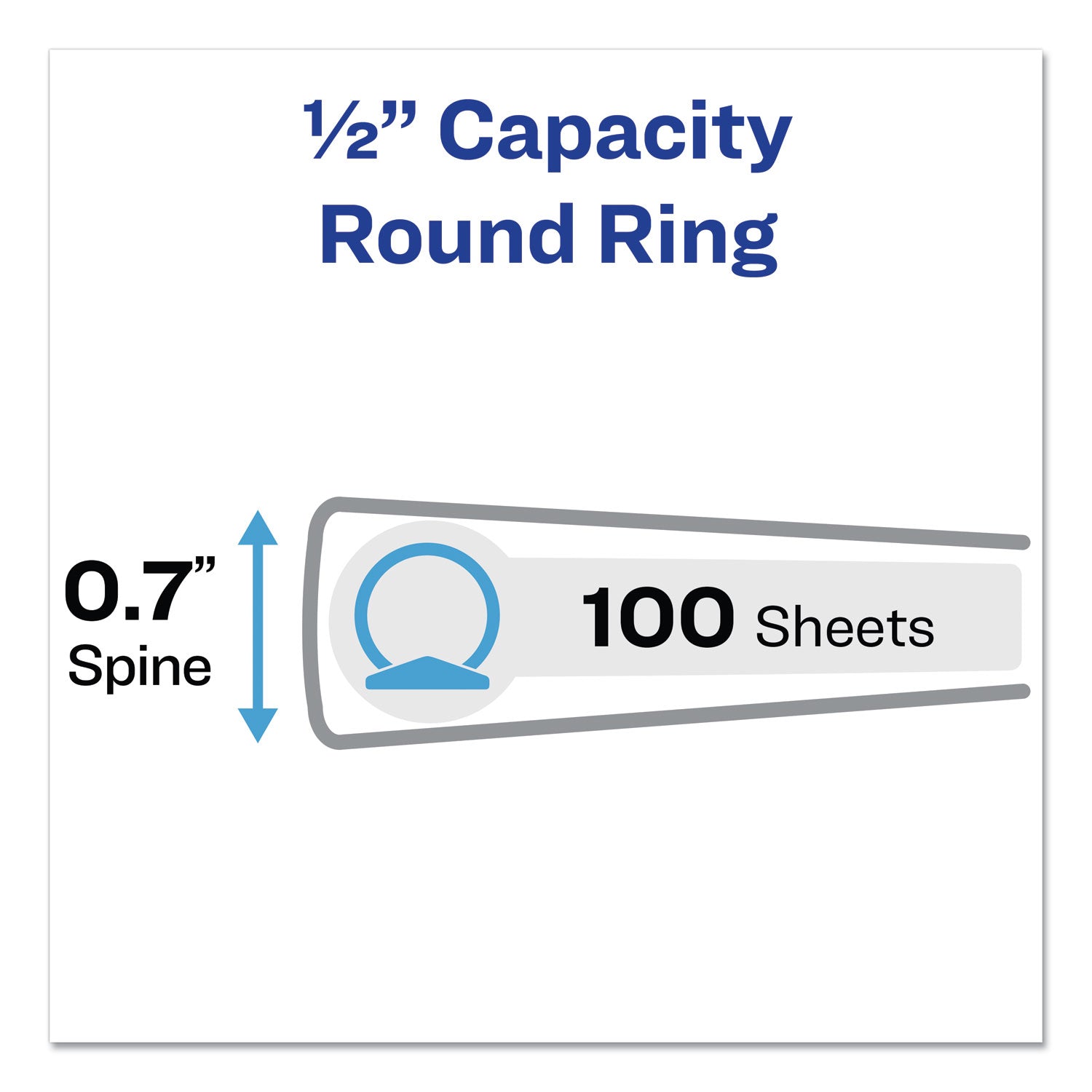Mini Size Durable View Binder with Round Rings, 3 Rings, 0.5" Capacity, 8.5 x 5.5, White -